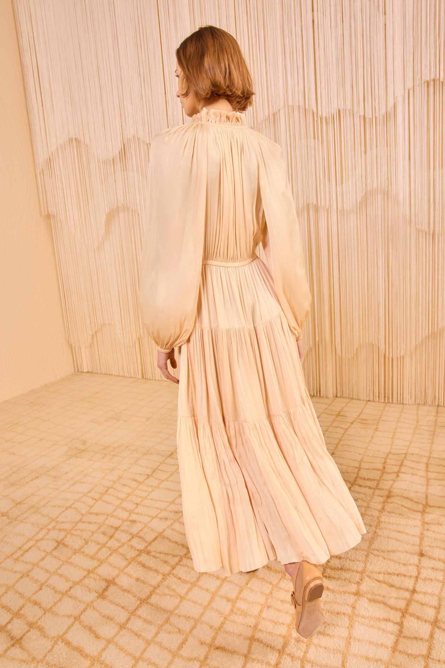 Riley Long Sleeve Midi Dress - Pearlescent