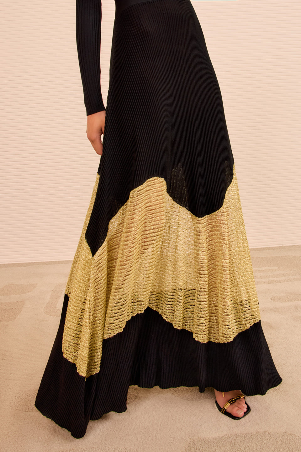 Roanne Long Dress - Gold Noir