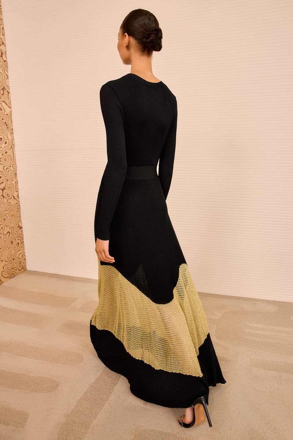 Roanne Long Dress - Gold Noir