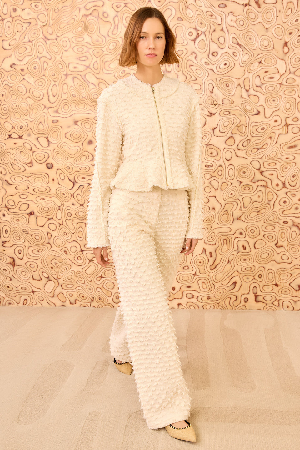 Rosalind Zip Peplum Jacket - Ivory