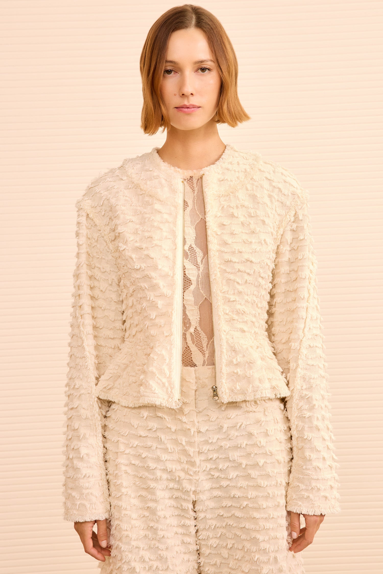 Ulla Johnson Rosalind Zip Peplum Jacket - Ivory