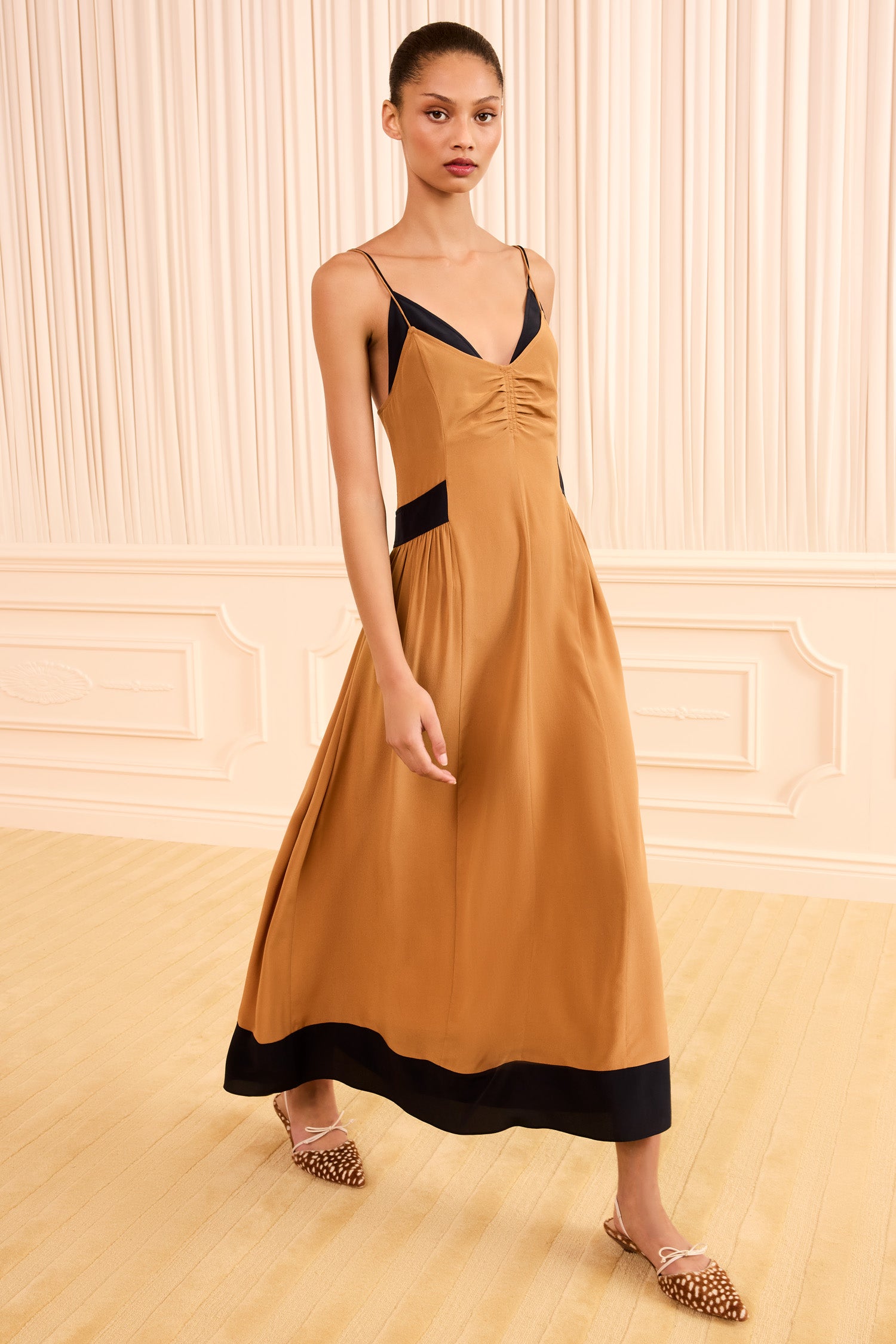 Rosaline Dress - Canyon Brown V-Neck Silk Slip Dress - Ulla Johnson