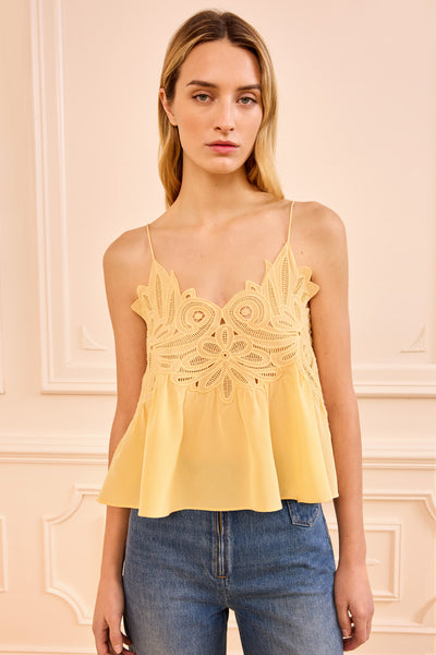 Rosie Lace Applique Tank Top - Dandelion