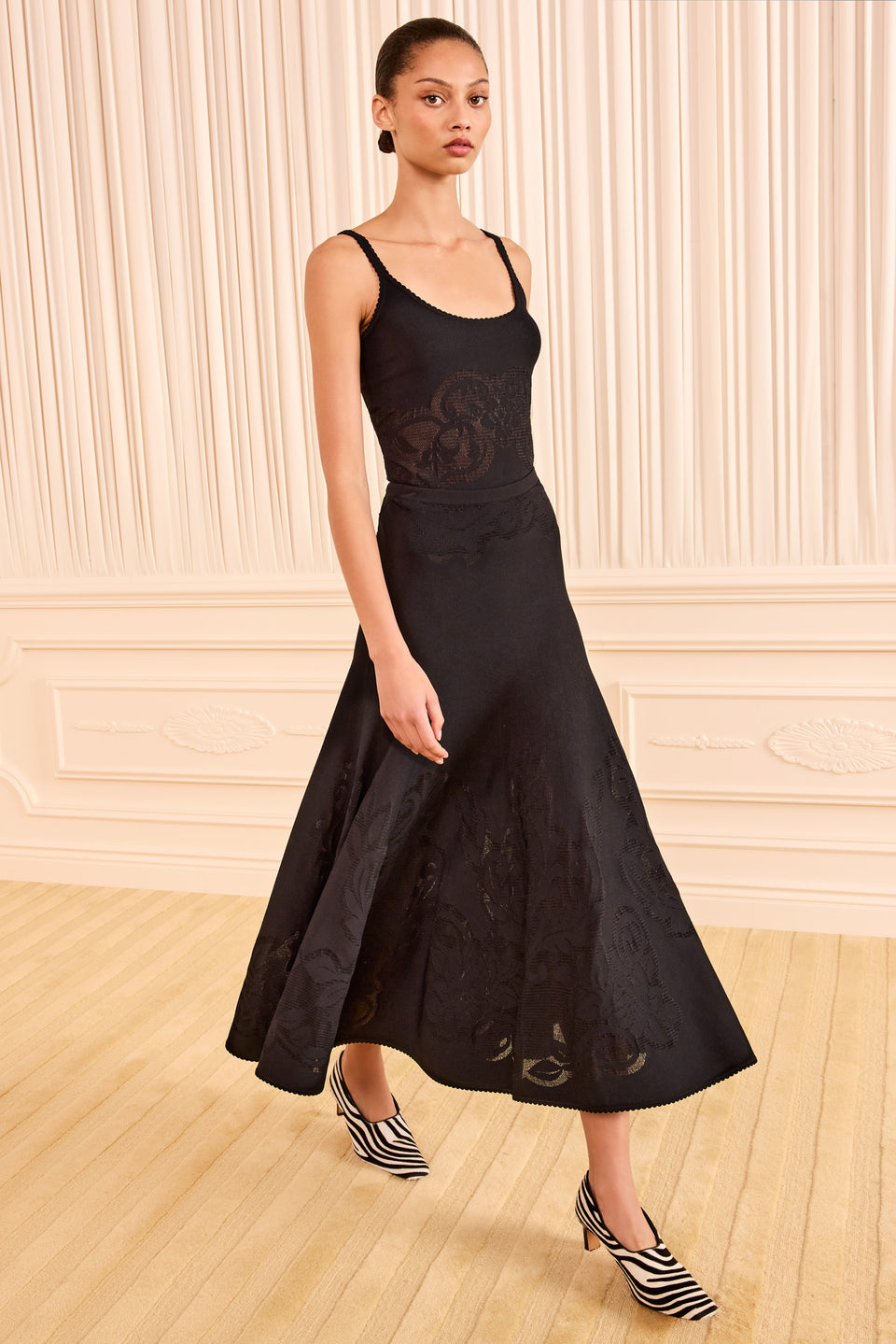 Rosina Midi Knit Skirt - Noir