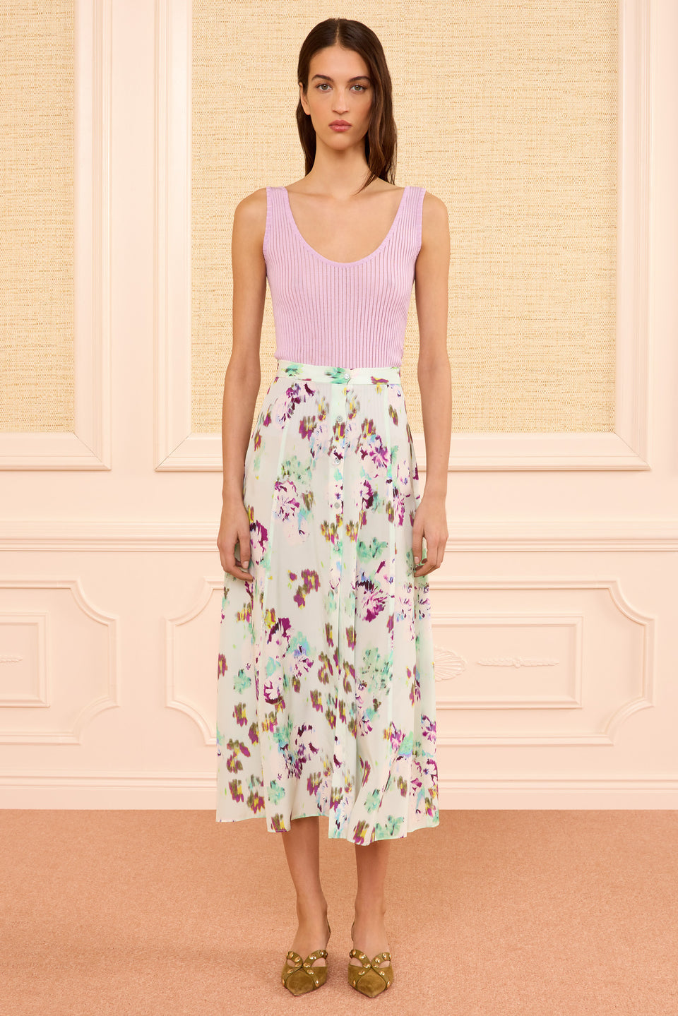 Rowan Silk Midi Skirt - Oasis