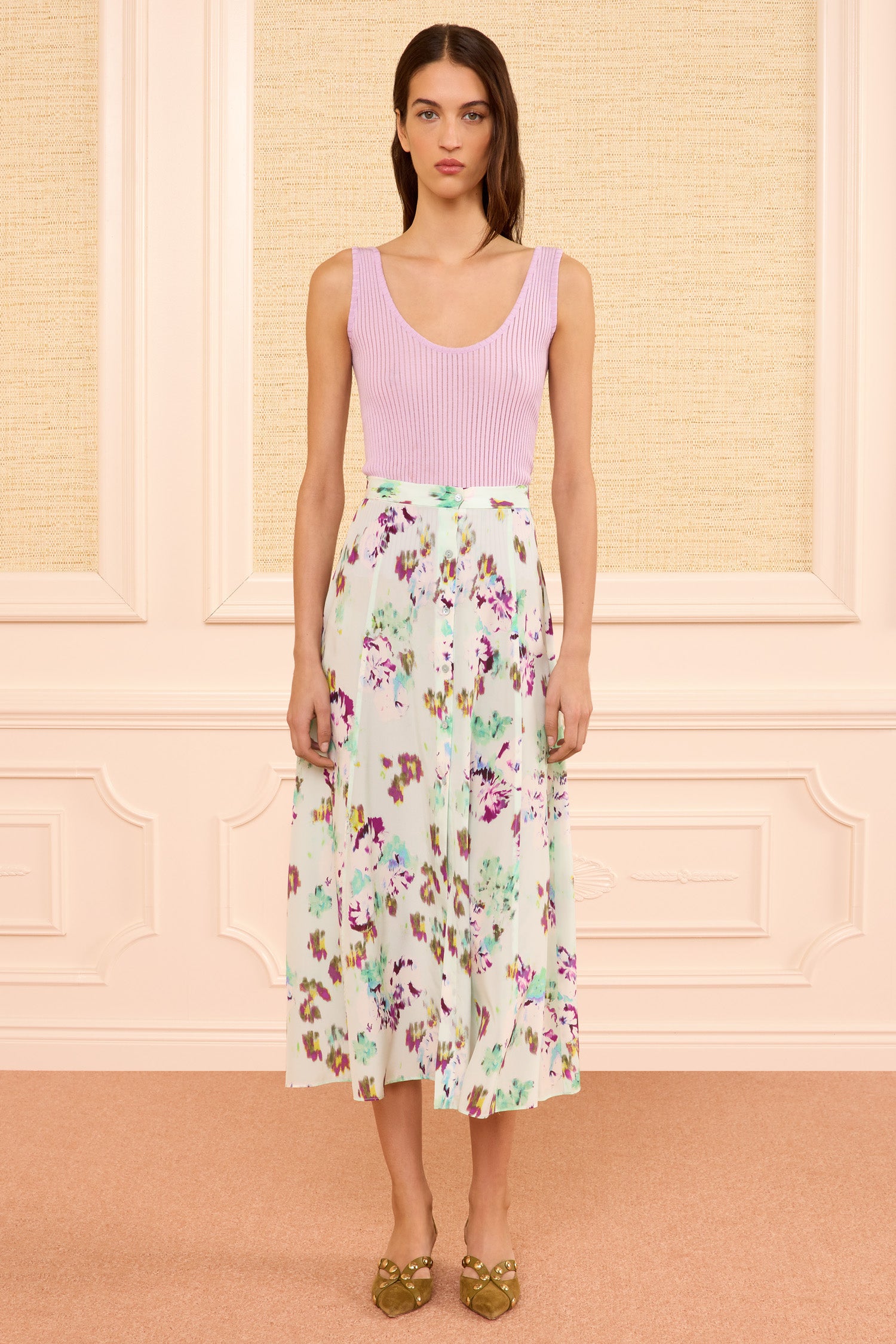 Ulla Johnson Rowan Silk Midi Skirt - Oasis