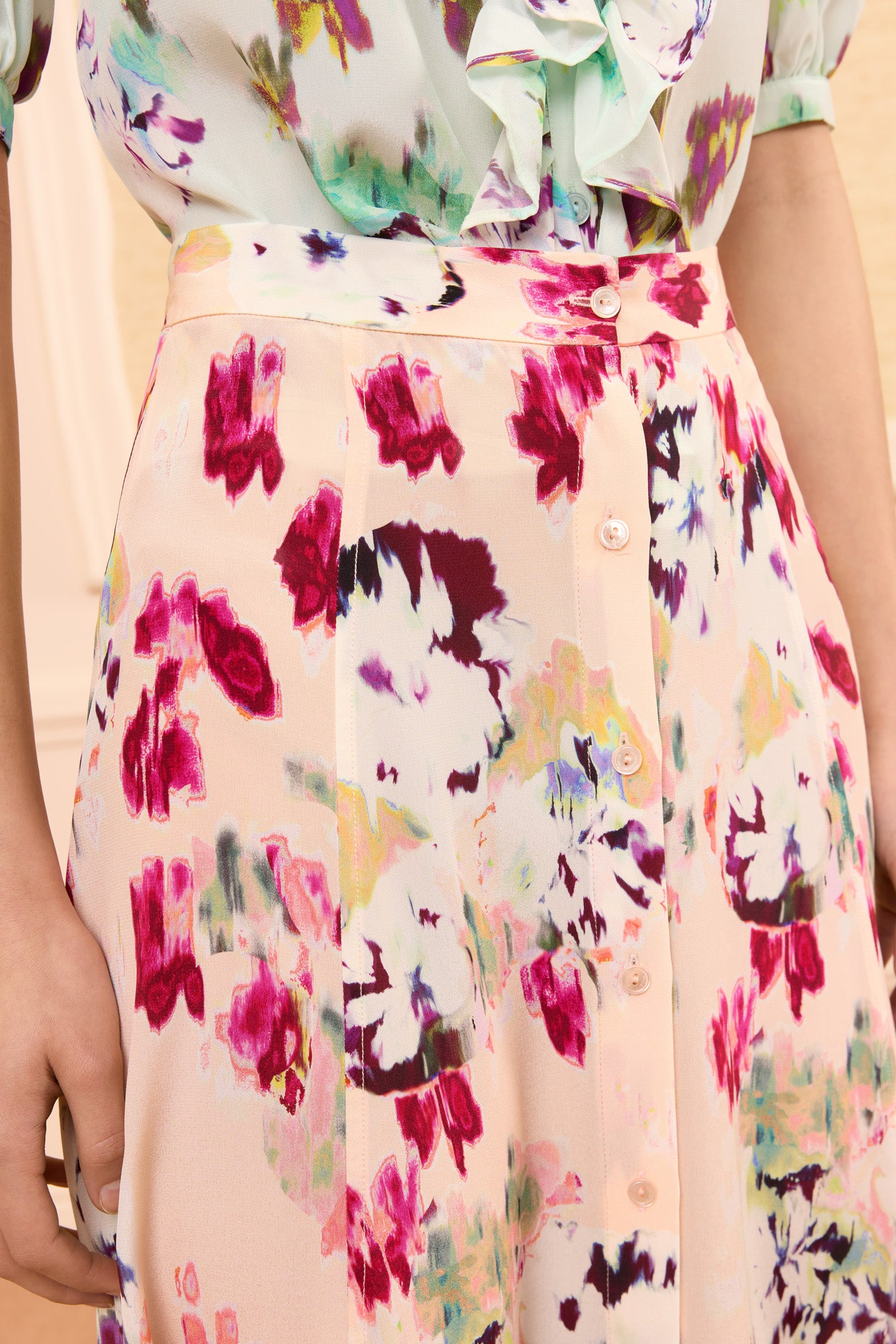 Rowan Silk Midi Skirt - Summer Garden