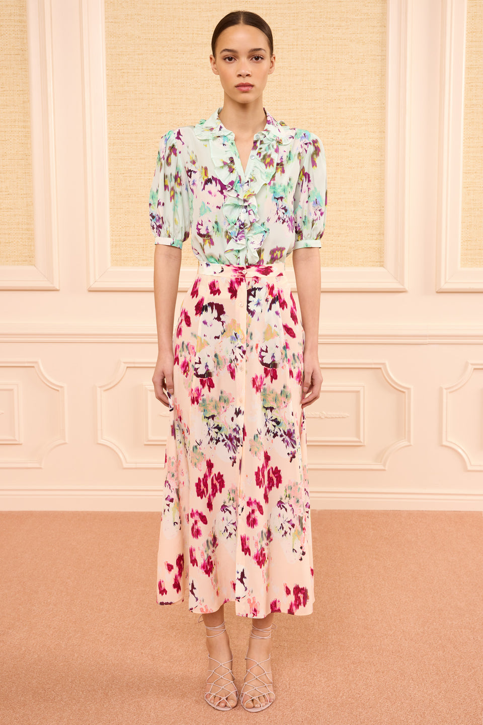Rowan Silk Midi Skirt - Summer Garden