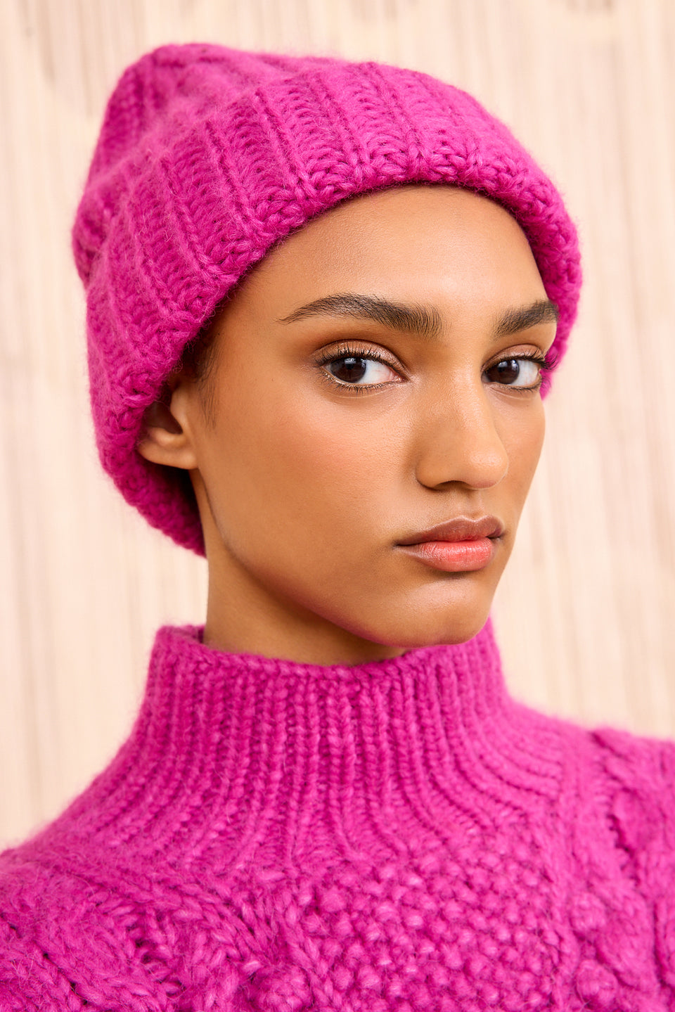 Shelby Alpaca Knit Hat - Rose