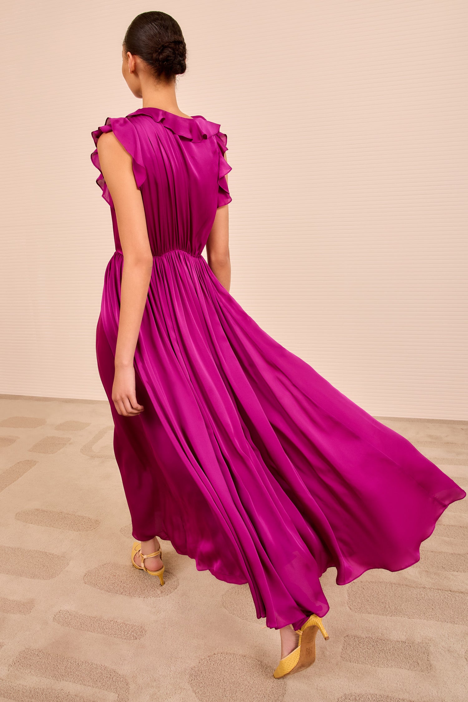 Saanvi Cascading Ruffles Dress - Mulberry