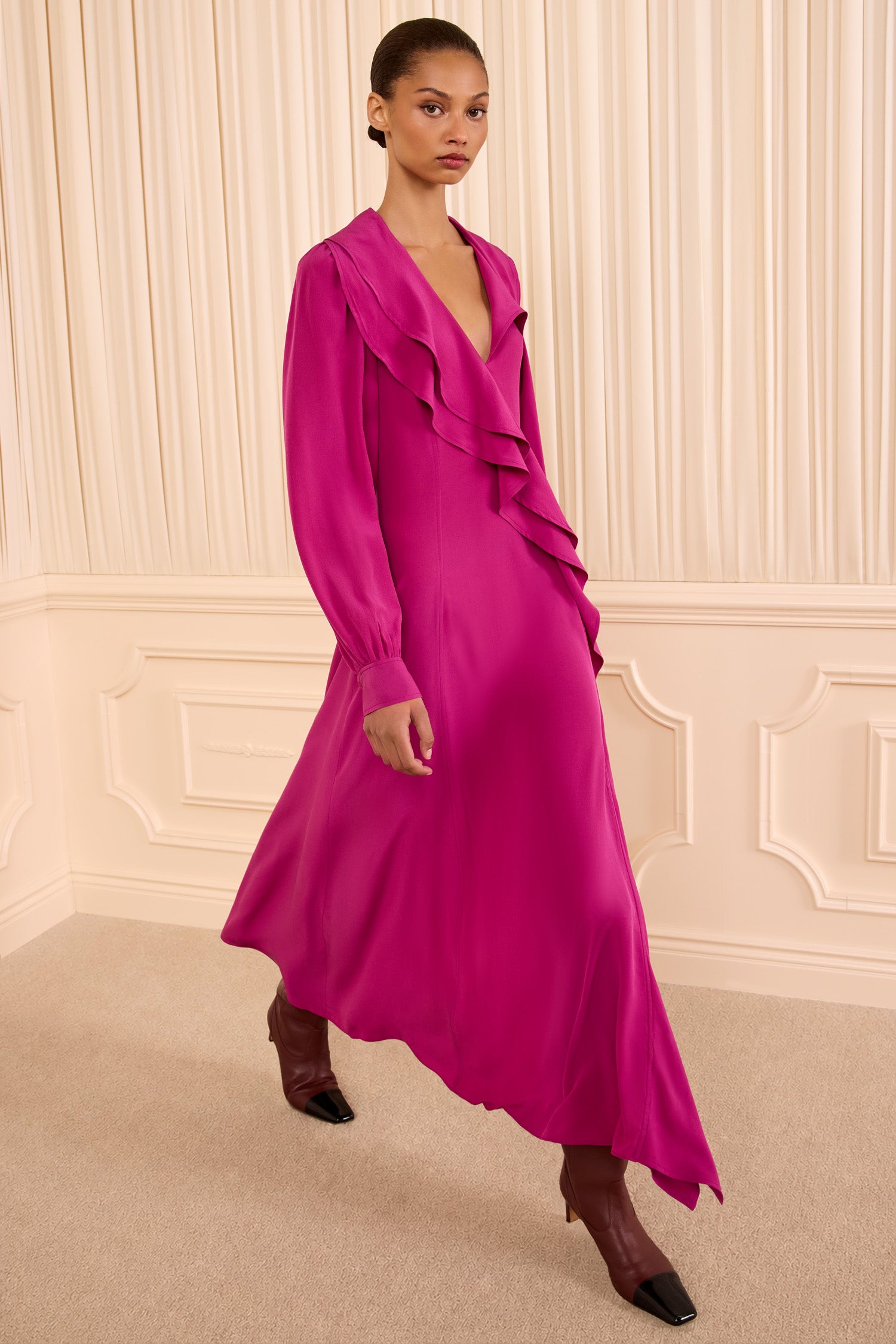 Ulla Johnson Sabrina Long Sleeve Silk Dress - Orchid