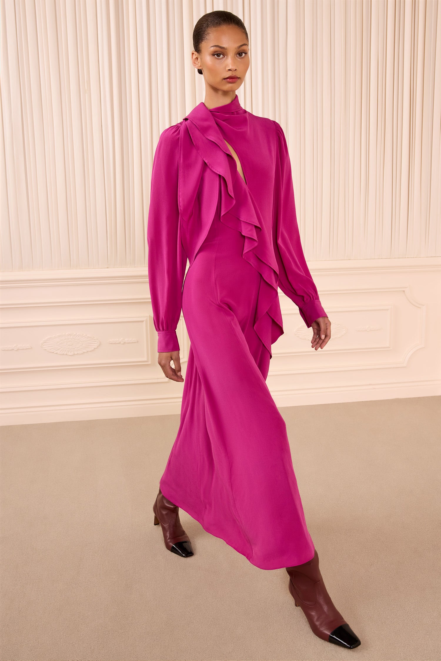 Sabrina Long Sleeve Silk Dress Orchid