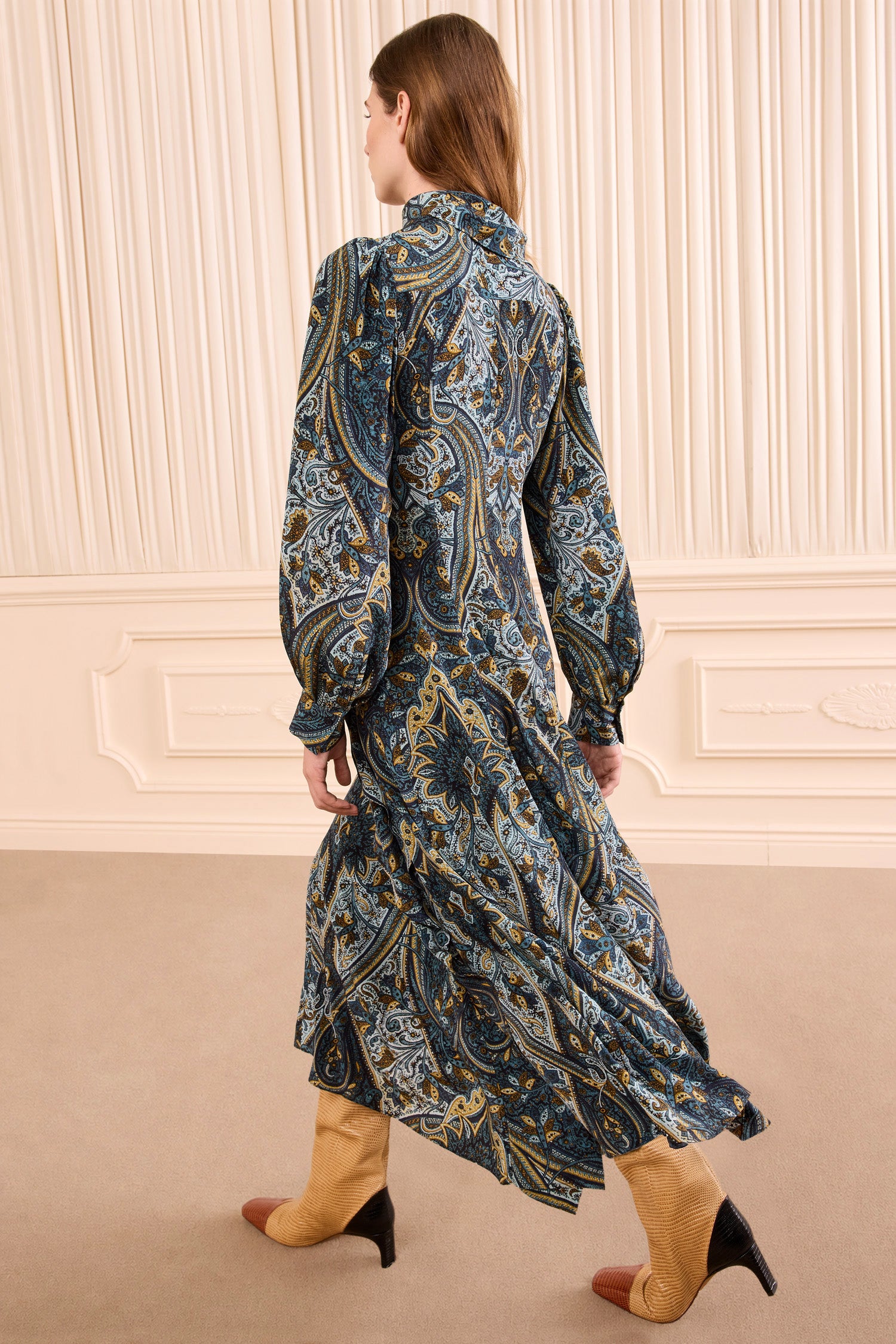 Ulla Johnson Sabrina Long Sleeve Silk Dress - Prussian