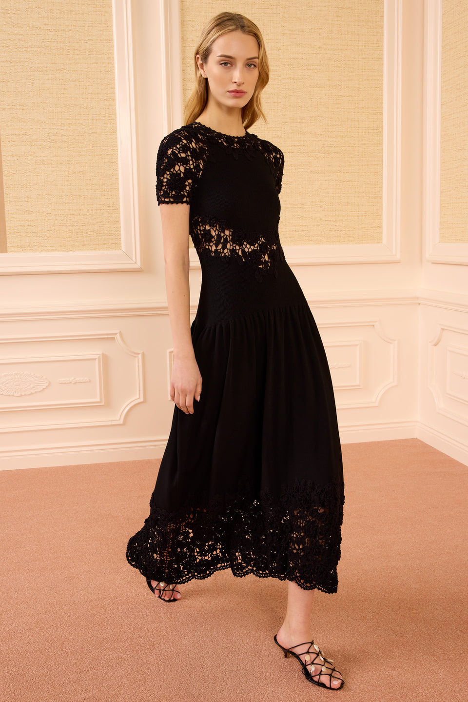 Sabrina SS Crochet Dress - Noir