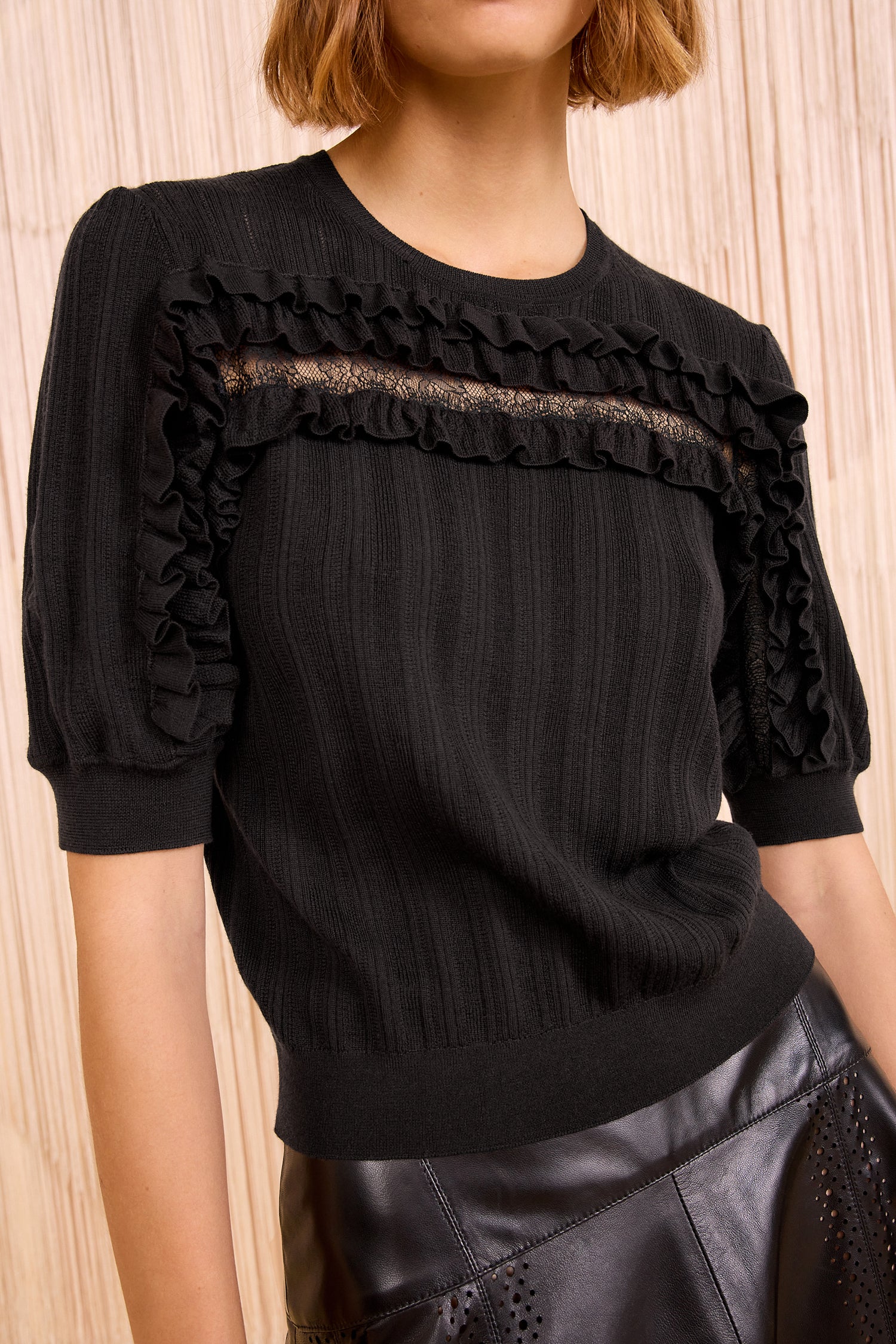Salima Short Sleeve Knit - Noir