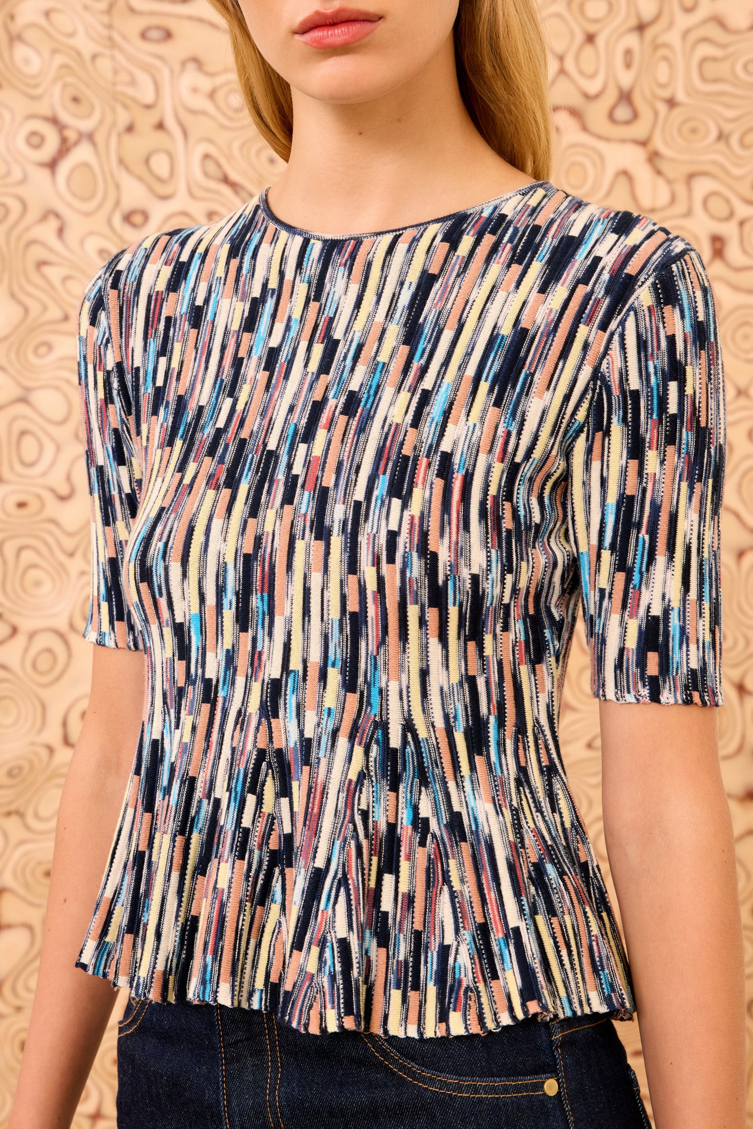 Ulla Johnson Samira Mulitcolor Short Sleeve Top - Oasis