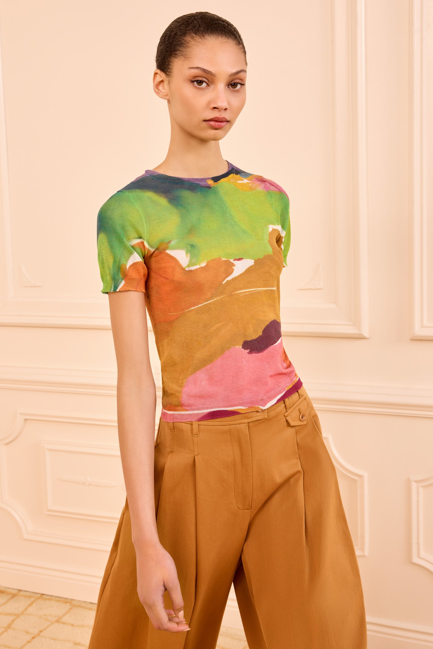 Sana Knit Top - Nature Abhors A Vacuum Multicolored Short Sleeve