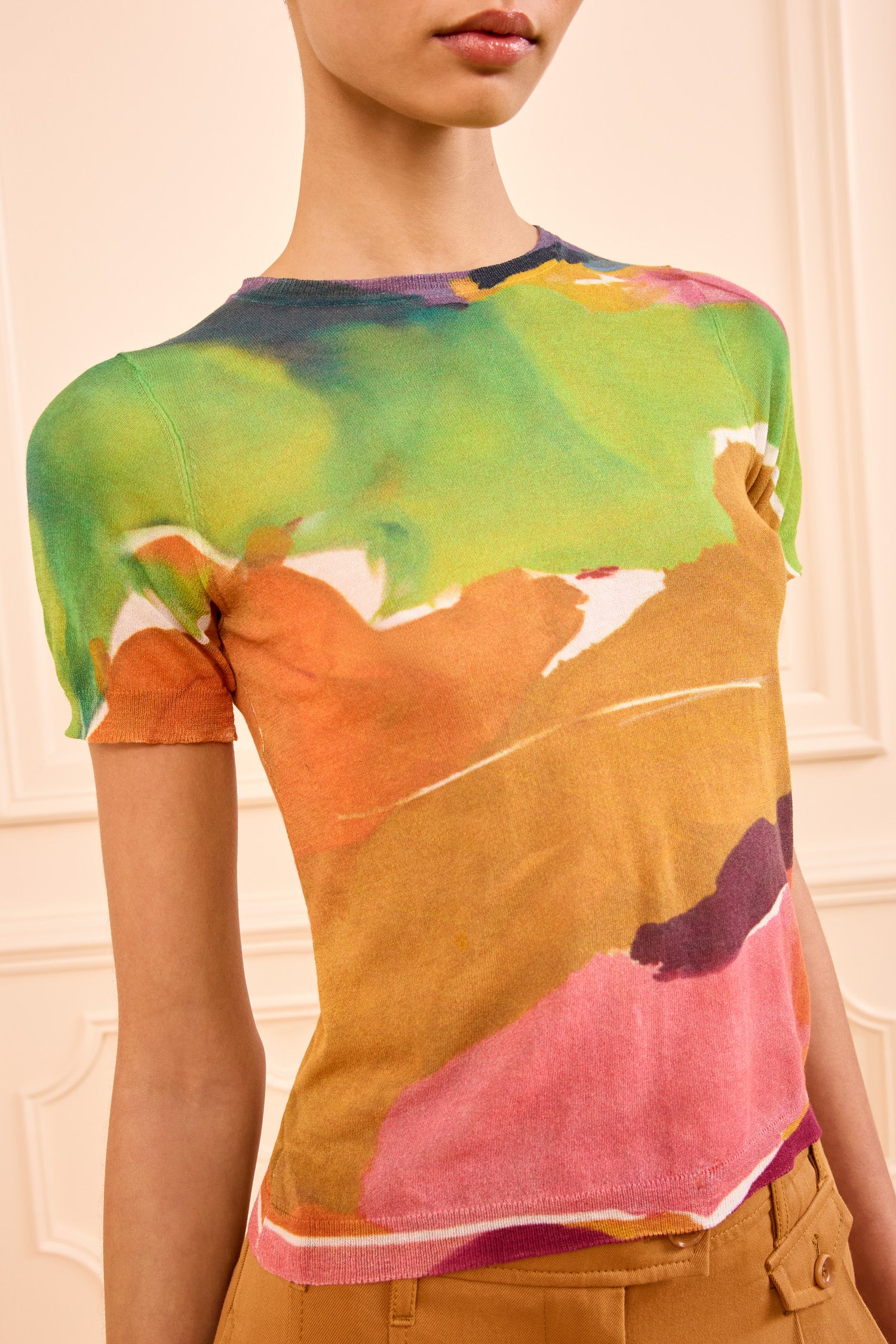 Sana Knit Top - Nature Abhors A Vacuum Multicolored Short Sleeve