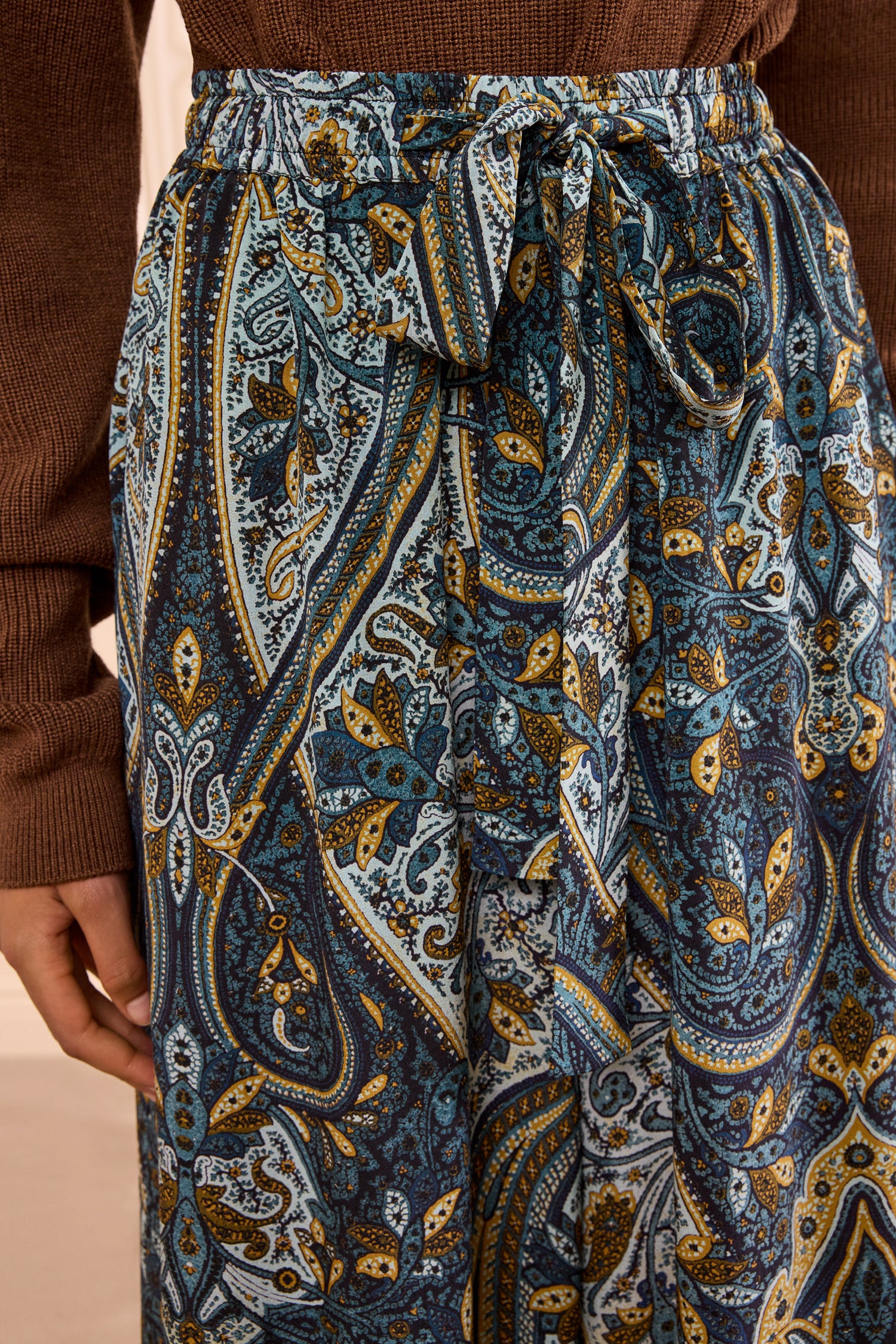 Sawyer Wide Leg Silk Pant - Prussian
