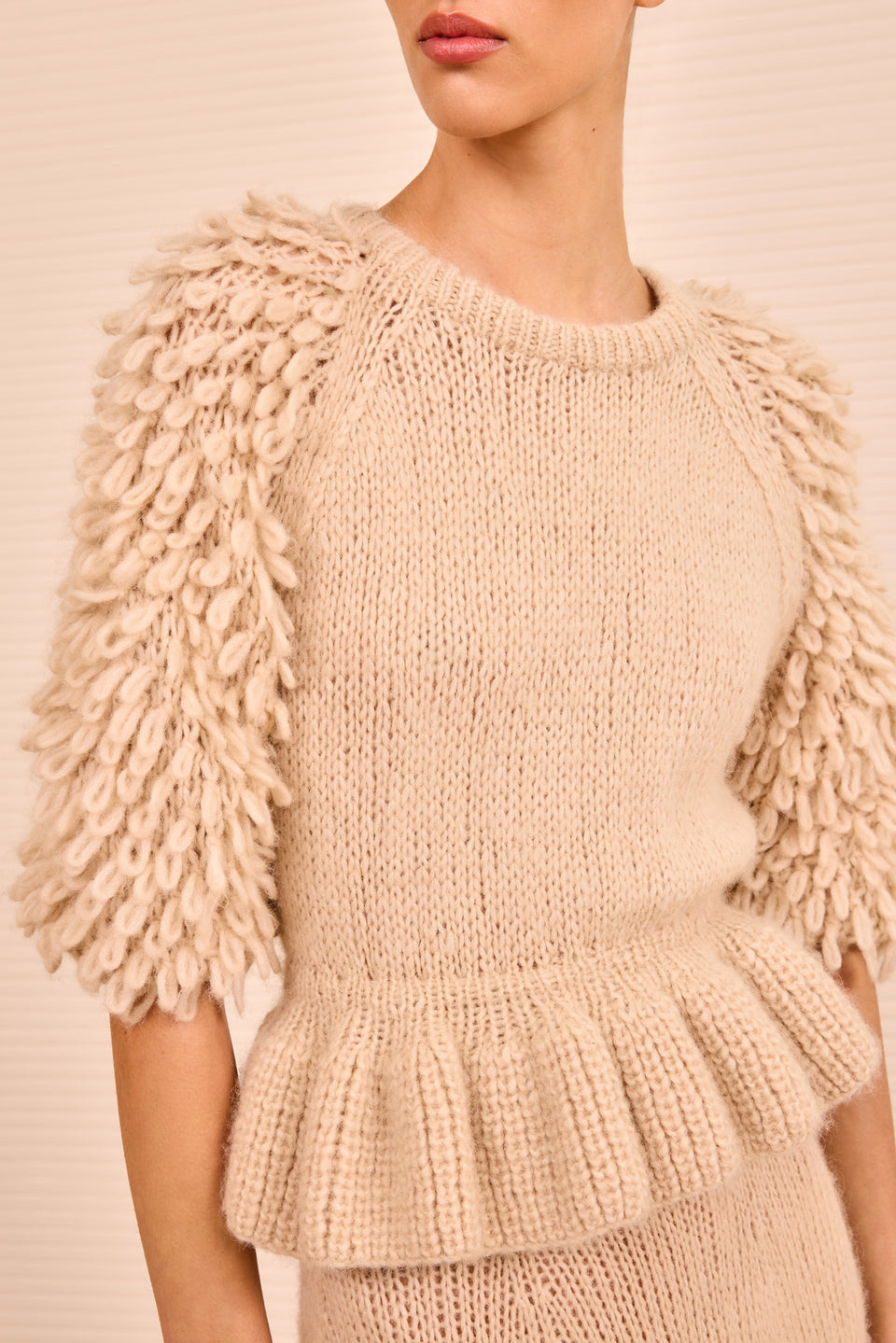 Selene SS Peplum Pullover - Alabaster