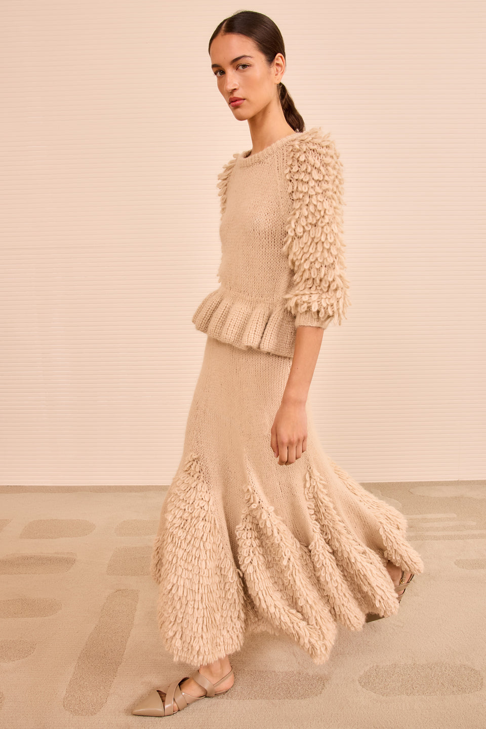 Selene SS Peplum Pullover - Alabaster