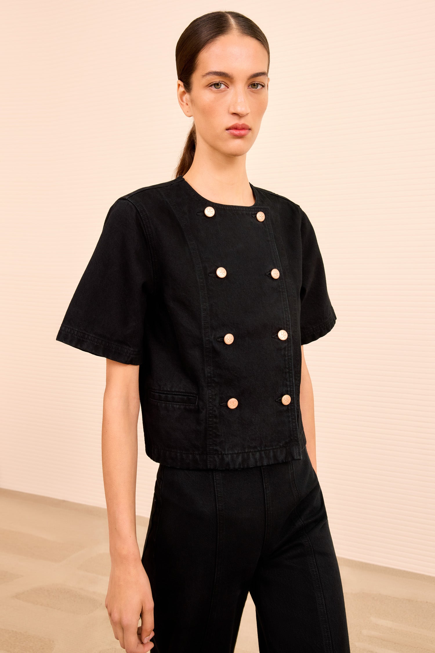 The Serge Shirt Sleeve Jacket - Noir