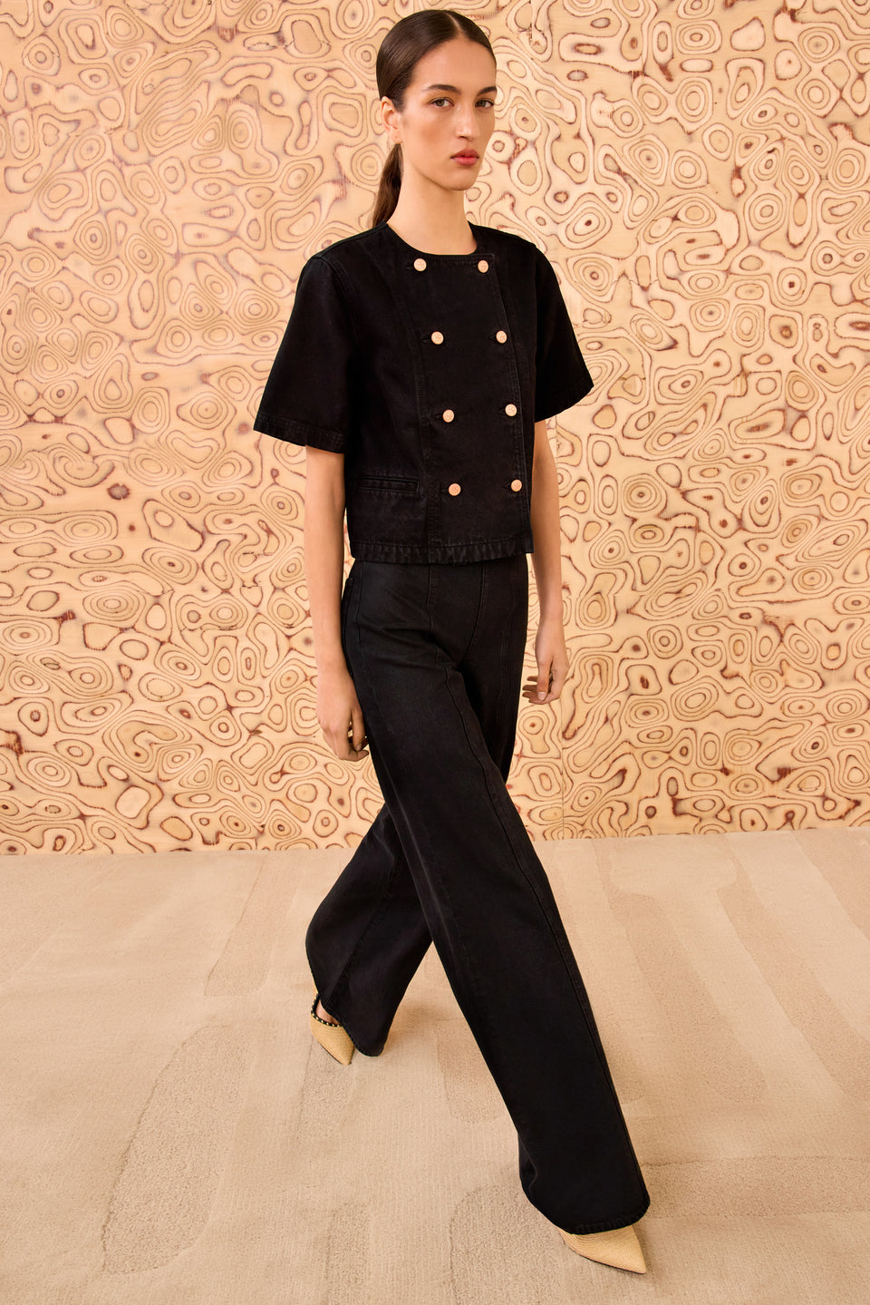 The Serge Shirt Sleeve Jacket - Noir