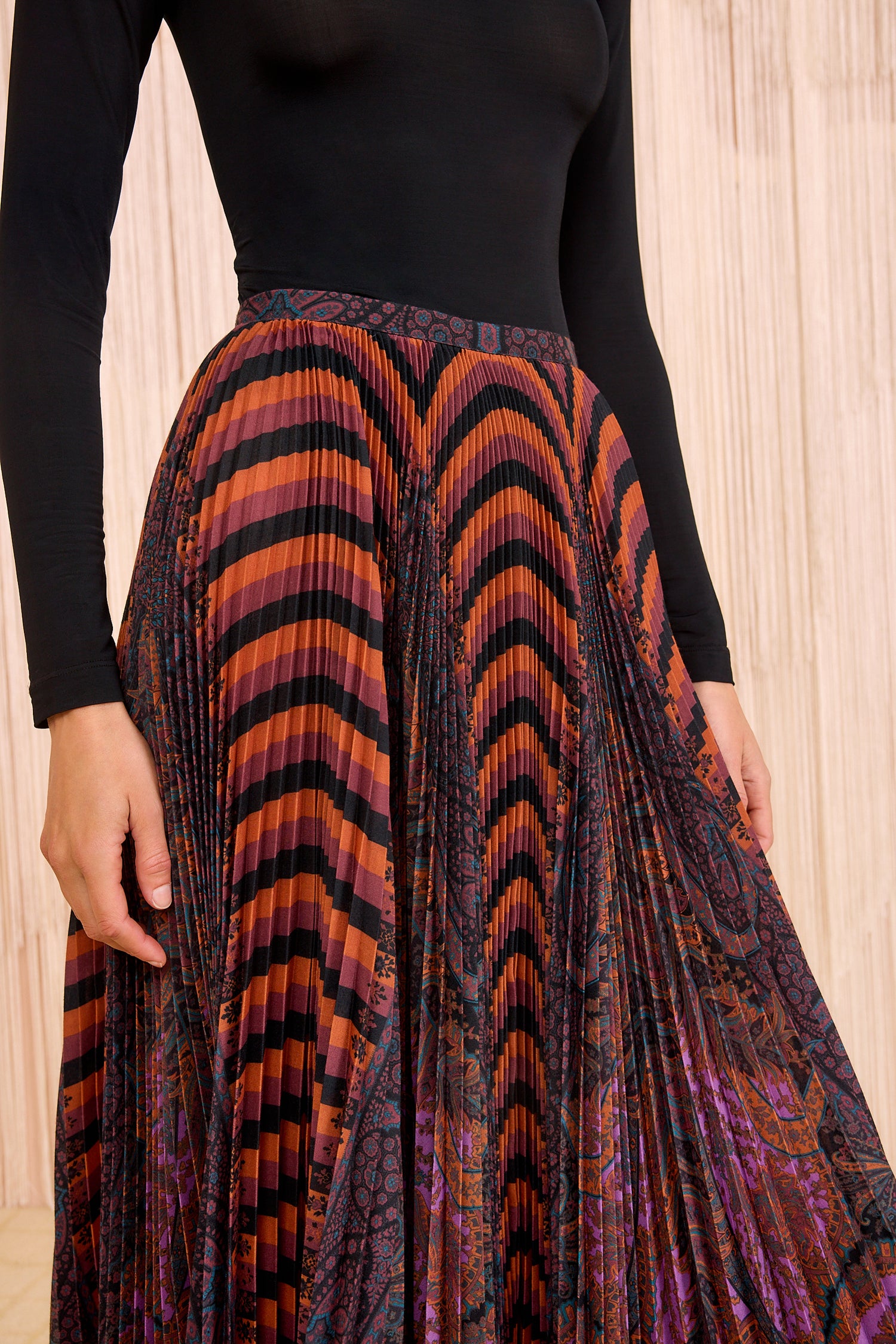 Shayna High Waist Pleated Midi Skirt - Amethyst
