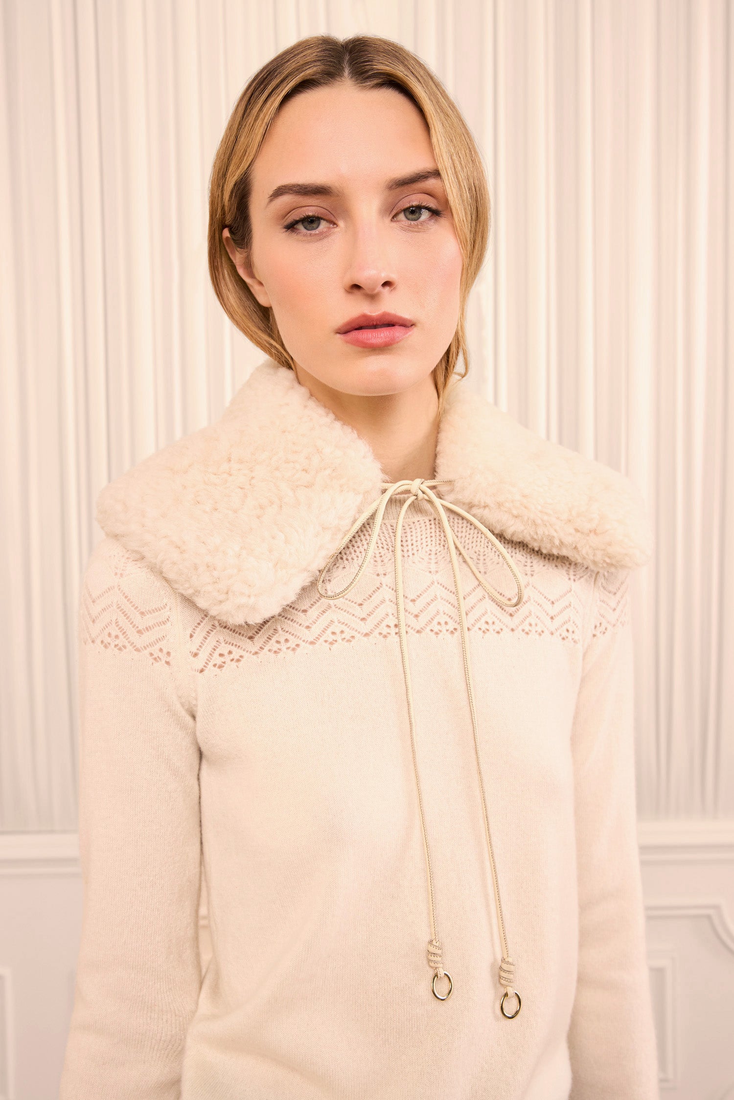 Ulla Johnson Shearling Collar - Pearl