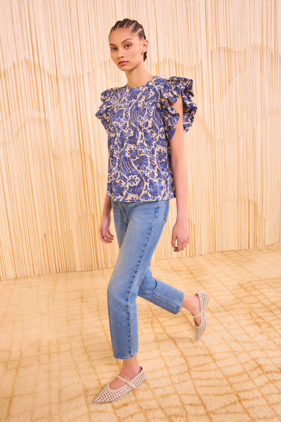 Sienna Flutter Sleeve Top - Ocean