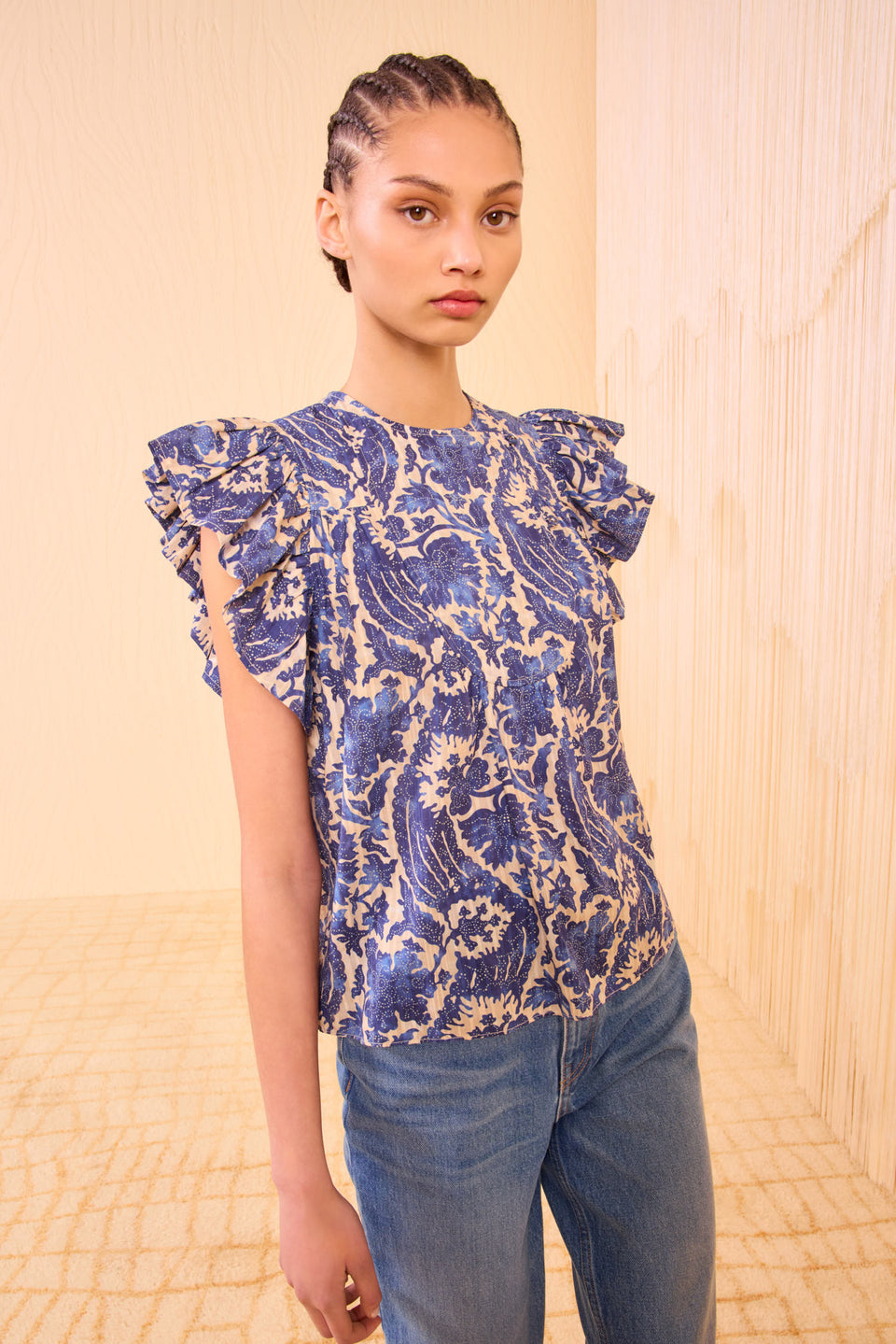 Sienna Flutter Sleeve Top - Ocean