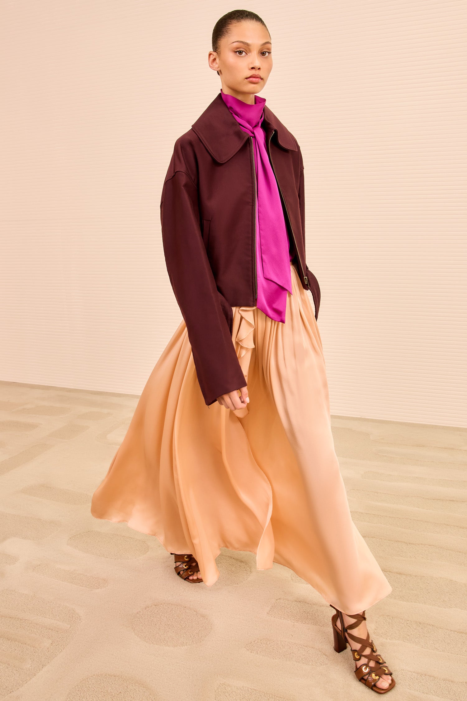 Signal Cropped Belted Jacket - Claret