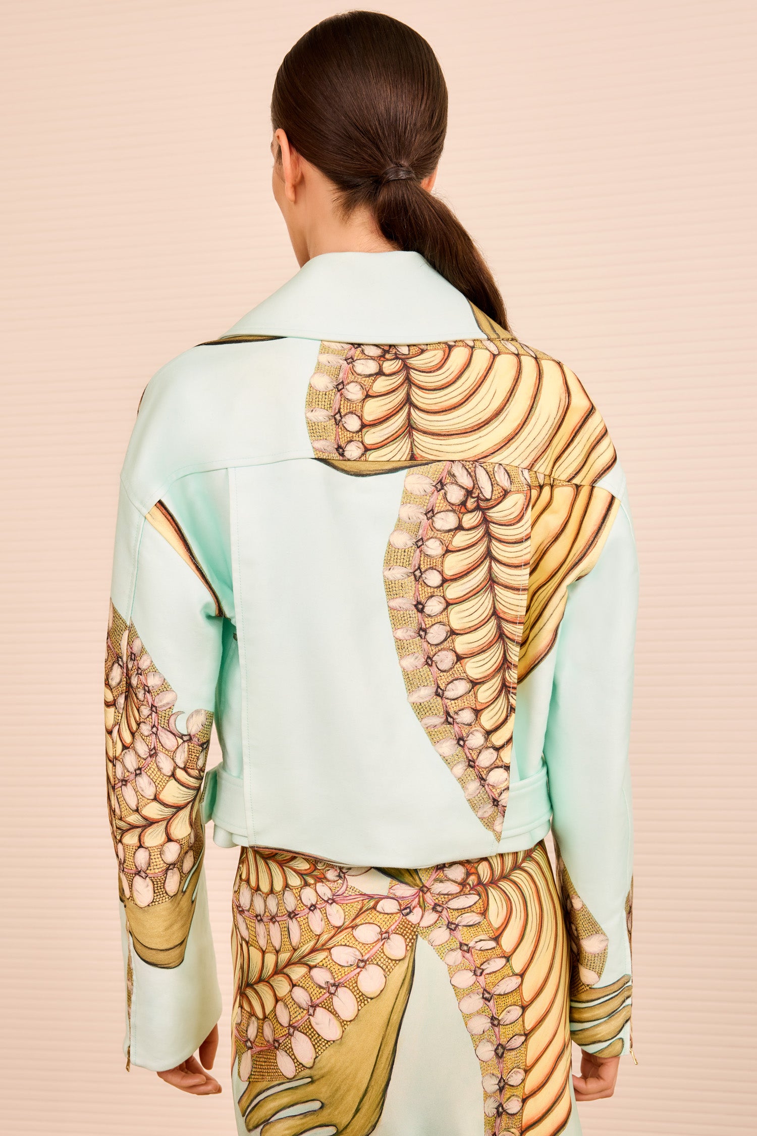 Signal Cropped Belted Jacket - Water Blossoms