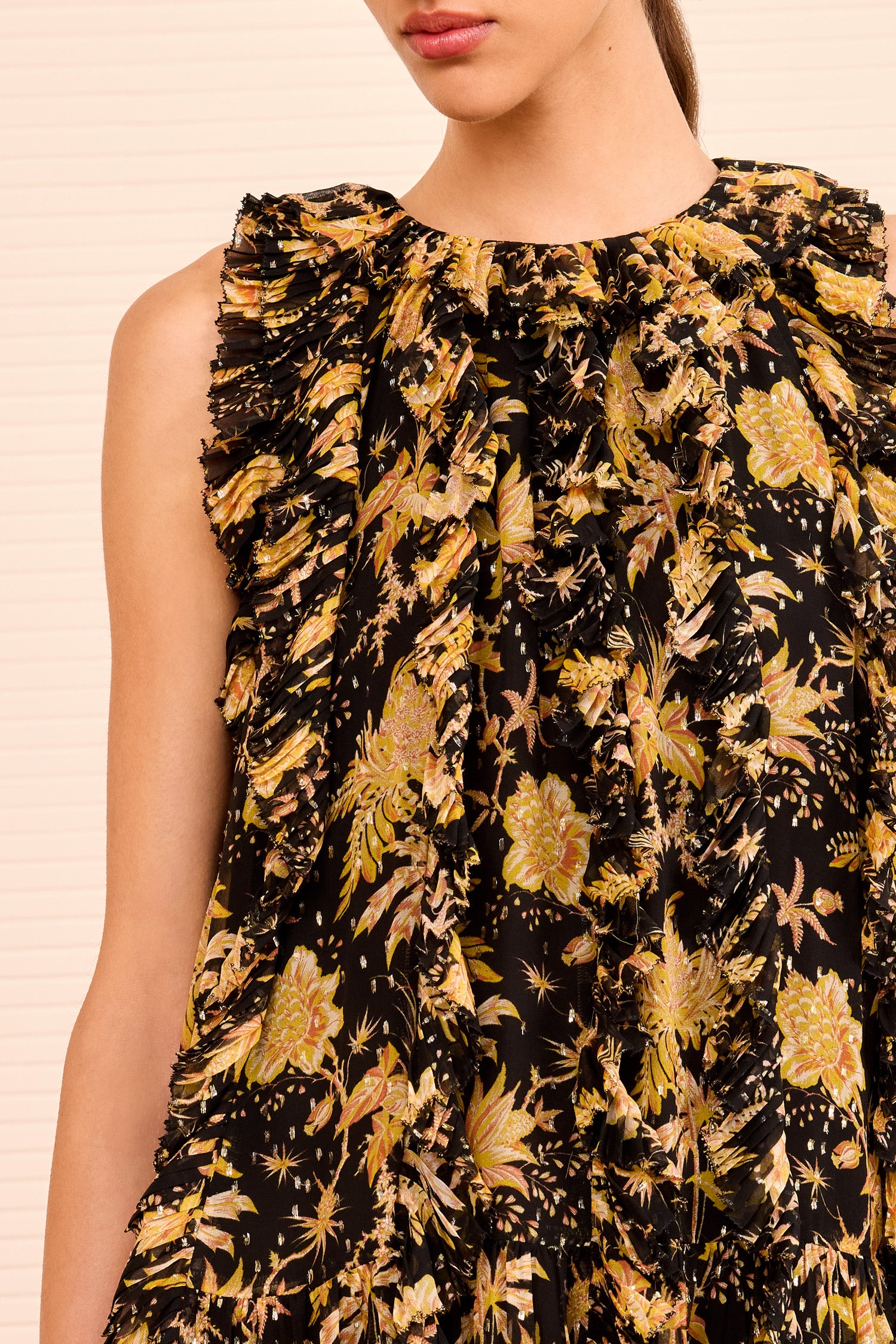 Signe Cascading Ruffle Mini Dress - Forsythia