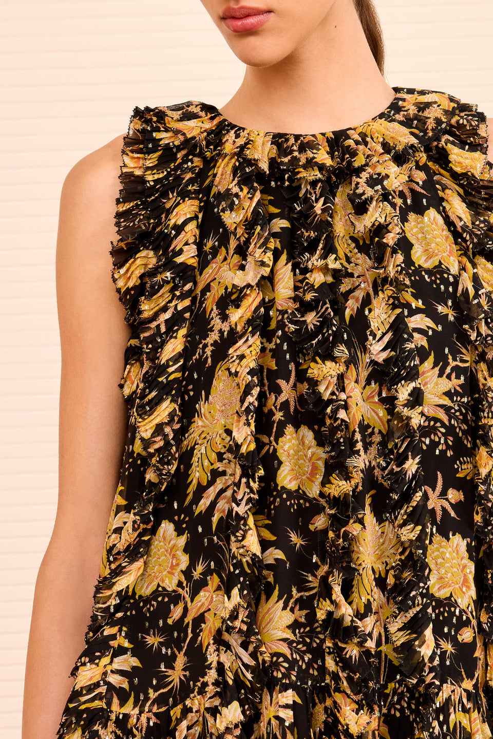 Signe Cascading Ruffle Mini Dress - Forsythia