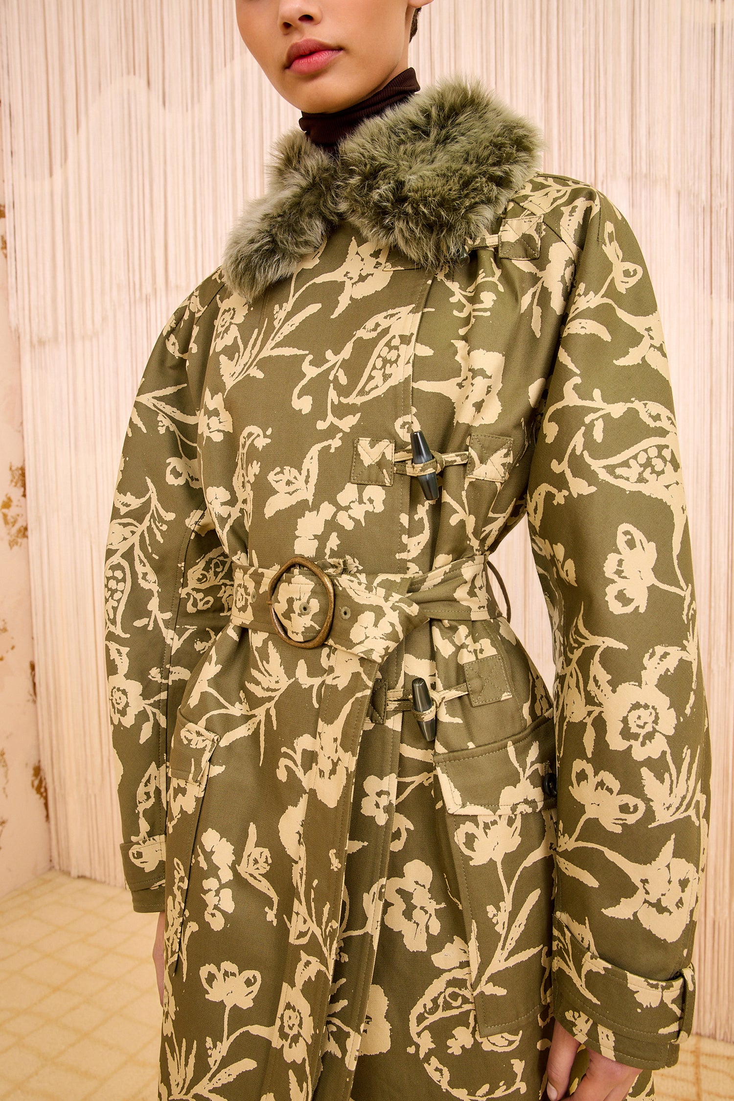 Sigrid Trench Coat with Removeable Collar - Viridescent