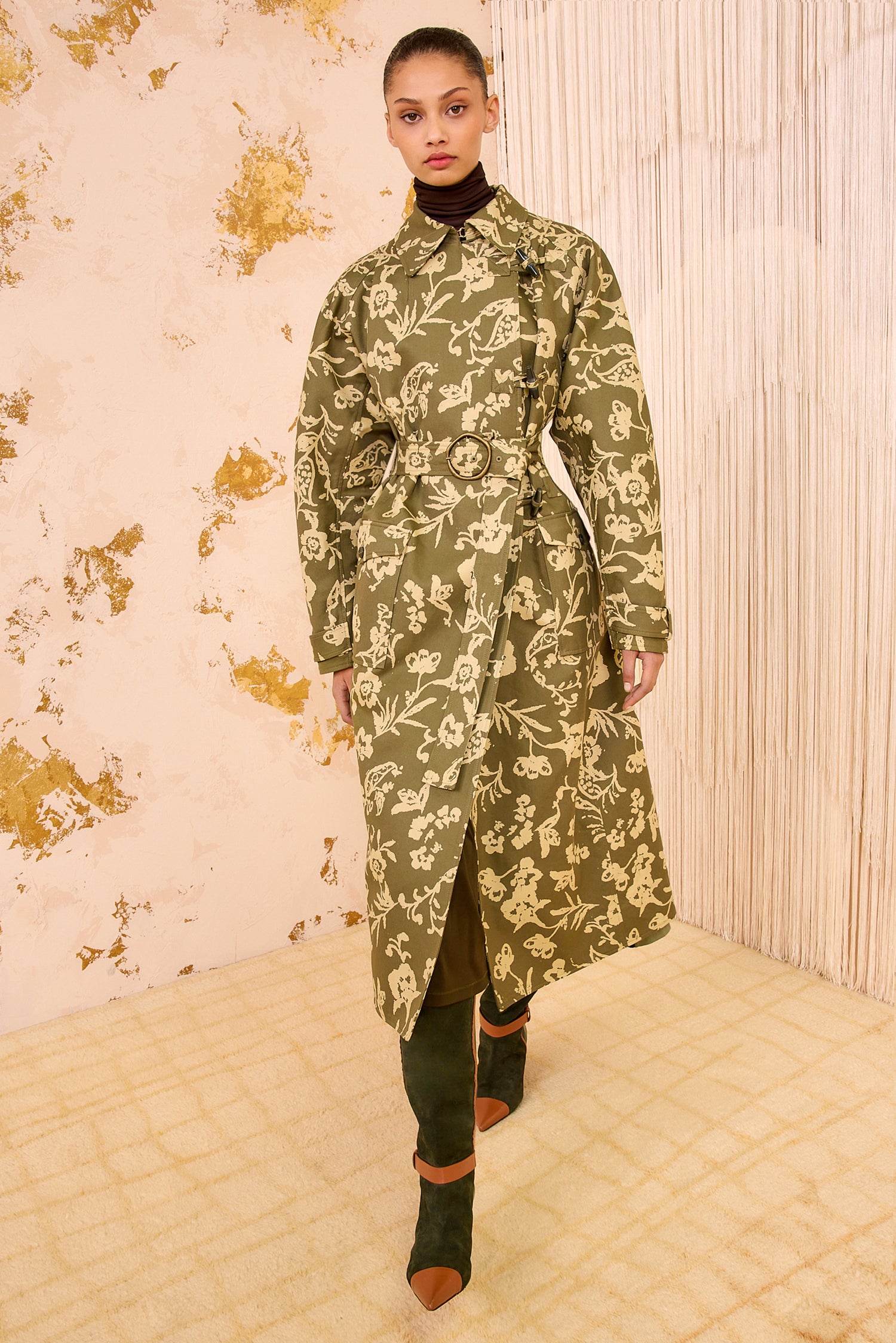Sigrid Trench Coat with Removeable Collar - Viridescent