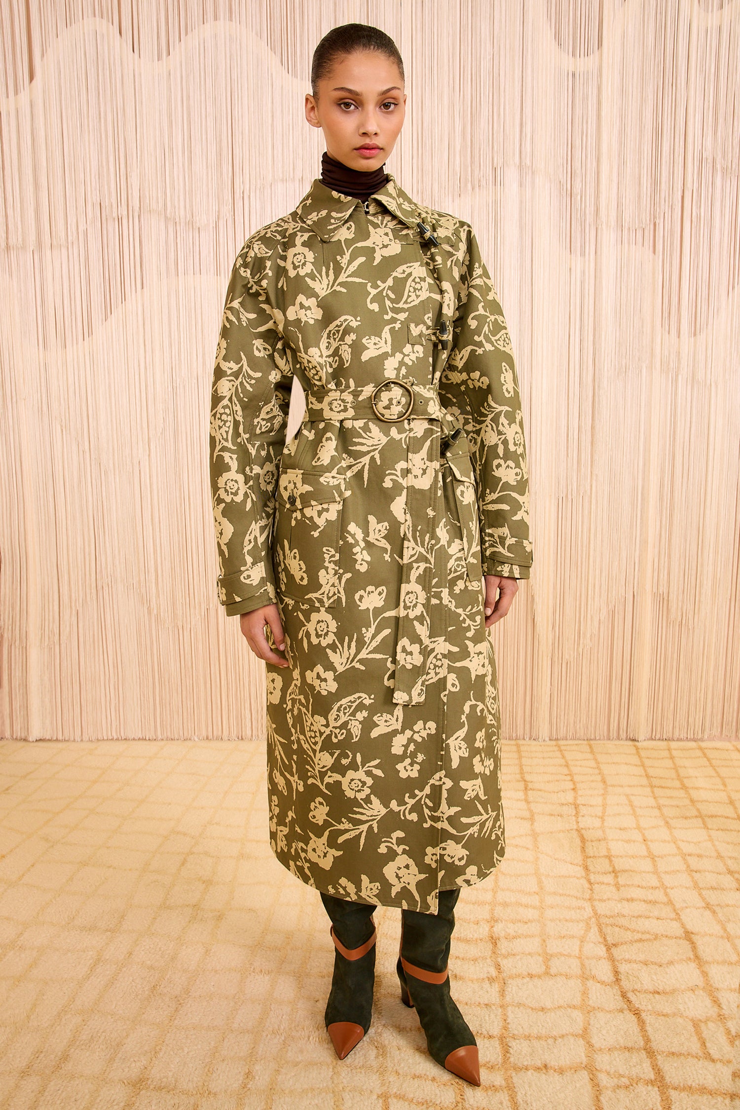 Sigrid Trench Coat with Removeable Collar - Viridescent