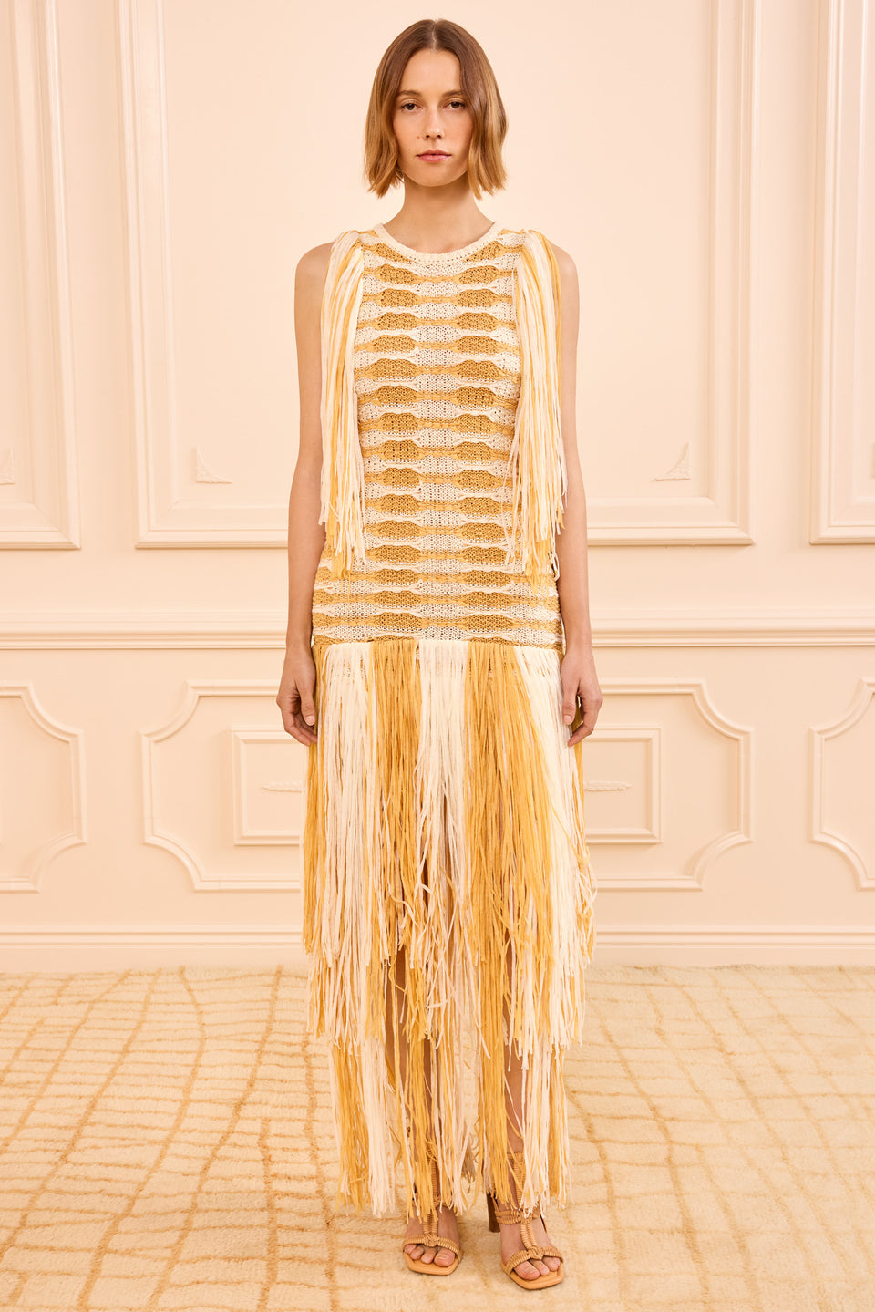 Silvia Fringe Knit Dress - Beach