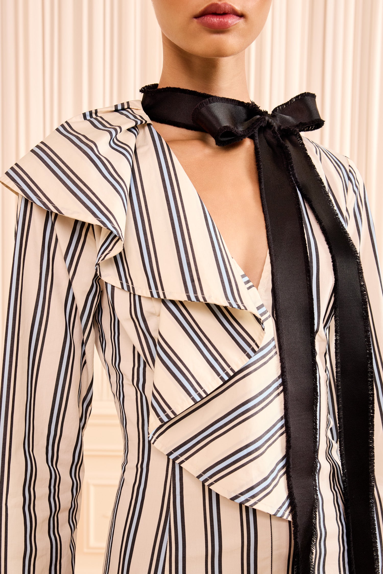 Ulla Johnson Sofia Dress w/ Removable Tie - Ecru Stripe