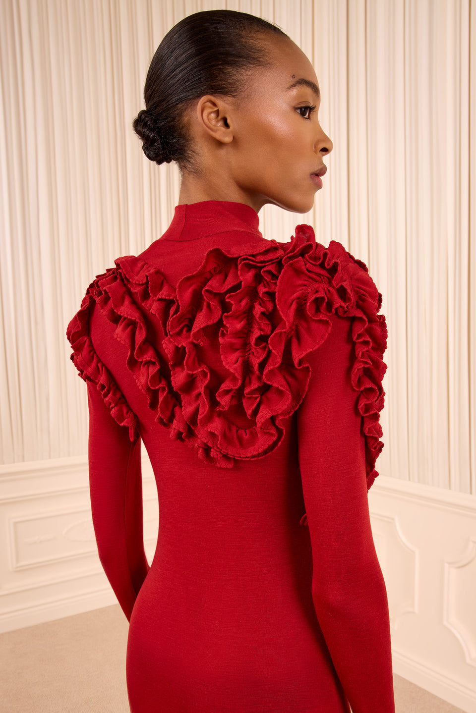 Solene Long Sleeve Jersey Dress - Claret