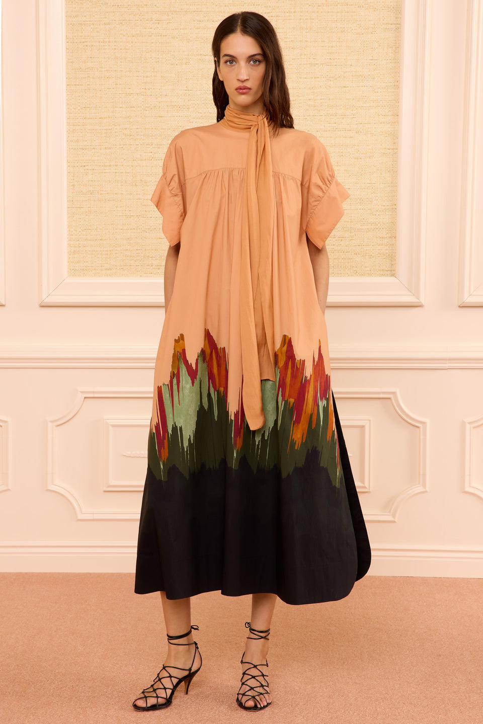 Studio SS Cotton Dress with Chiffon Tie - Agate