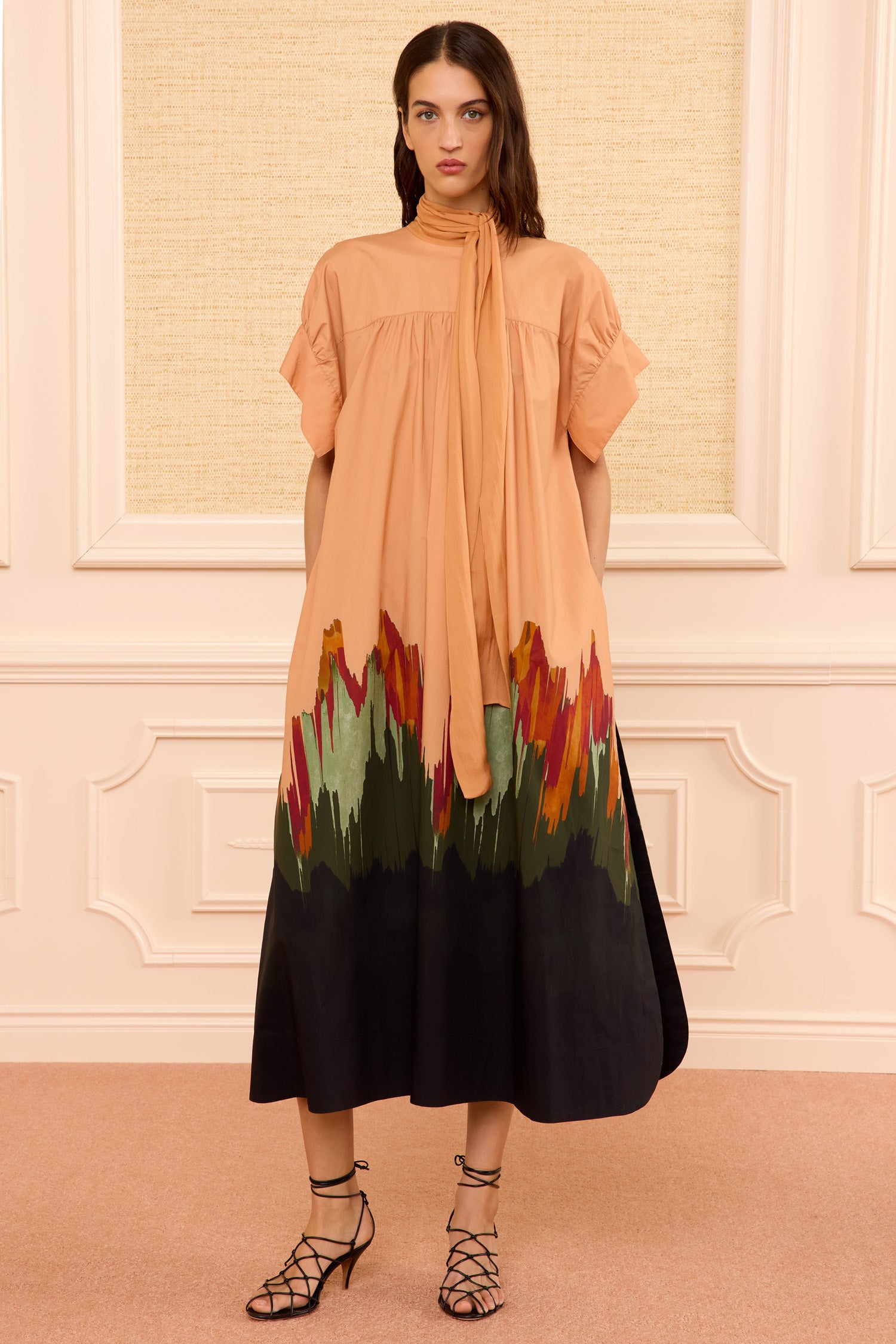 Ulla Johnson Studio SS Cotton Dress with Chiffon Tie - Agate