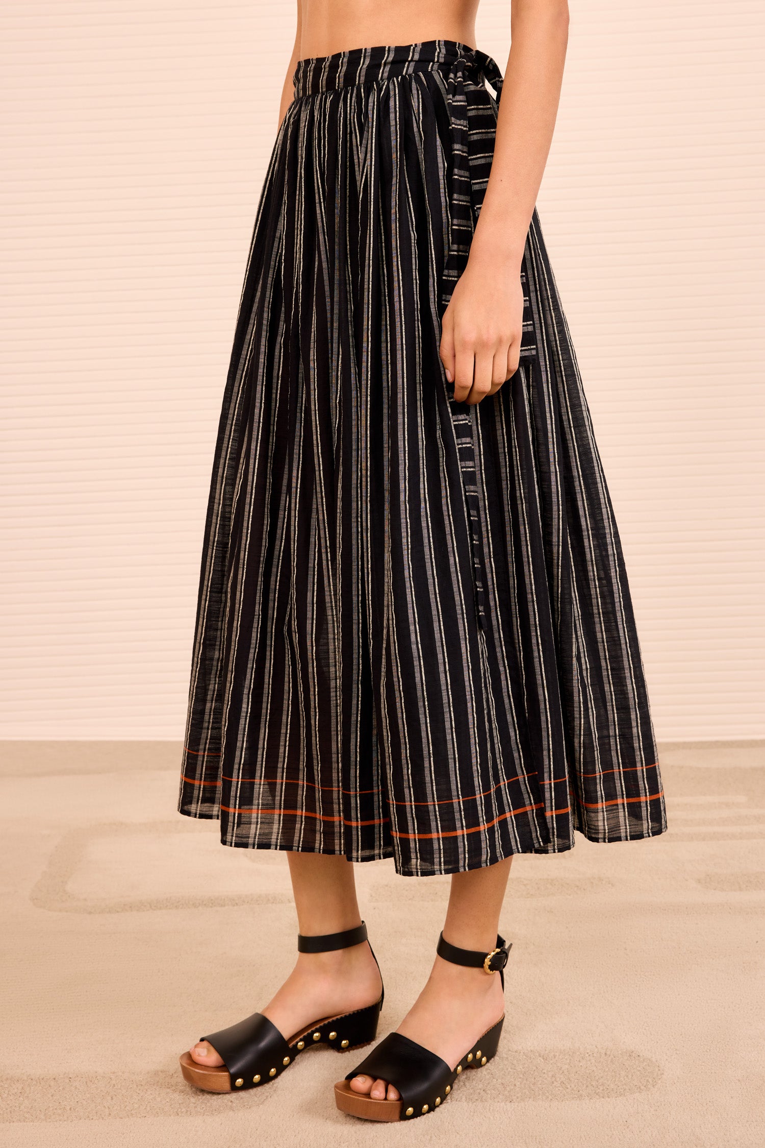 Suri Striped Skirt Coverup - Noir Stripe