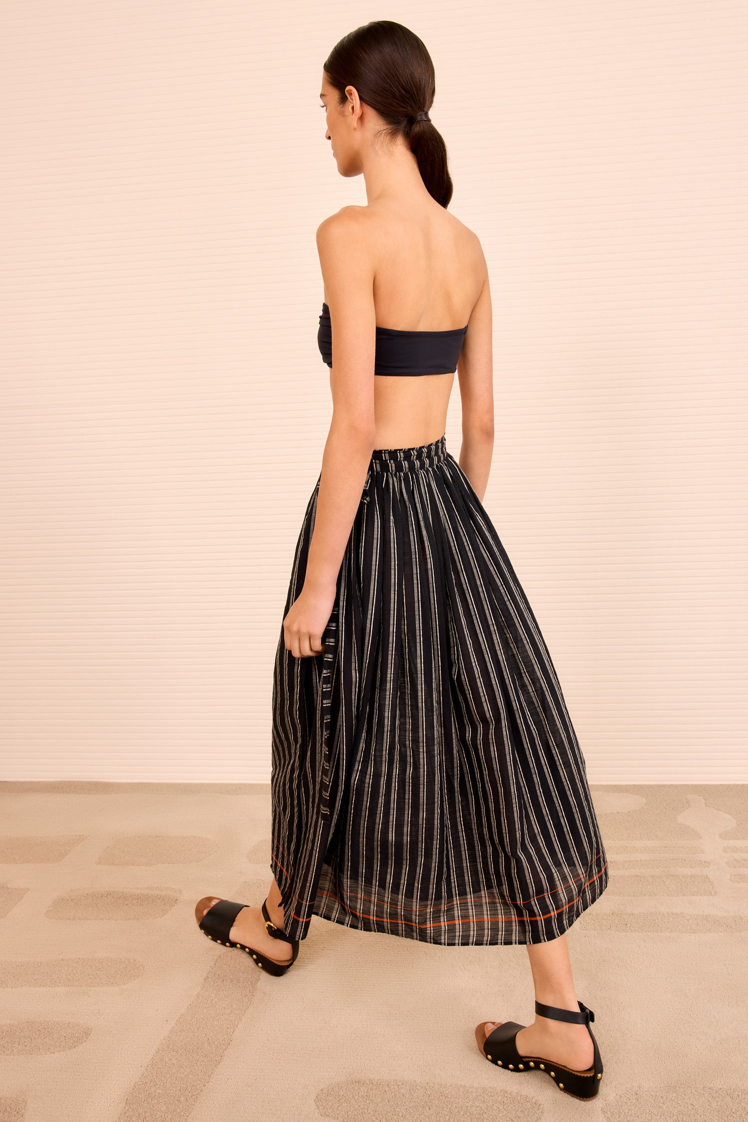 Ulla Johnson Suri Striped Skirt Coverup - Noir Stripe