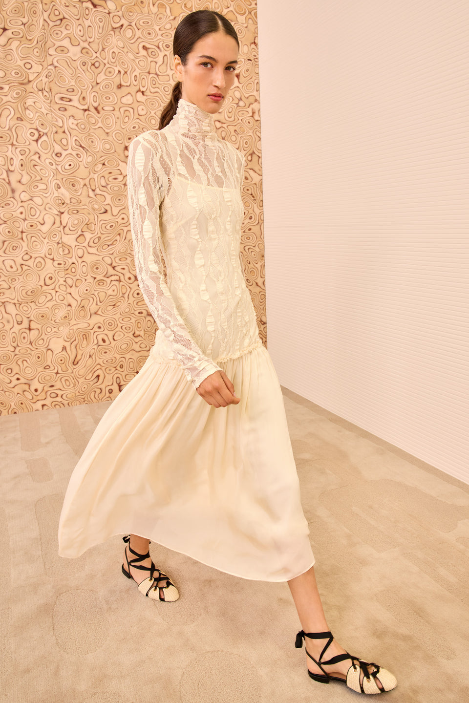 Sybil LS Drop Waist Dress - Cowrie