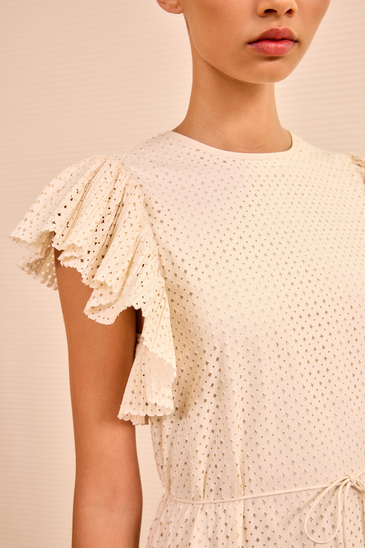 Sylvaine Flutter Sleeve Midi Dress - Cowrie