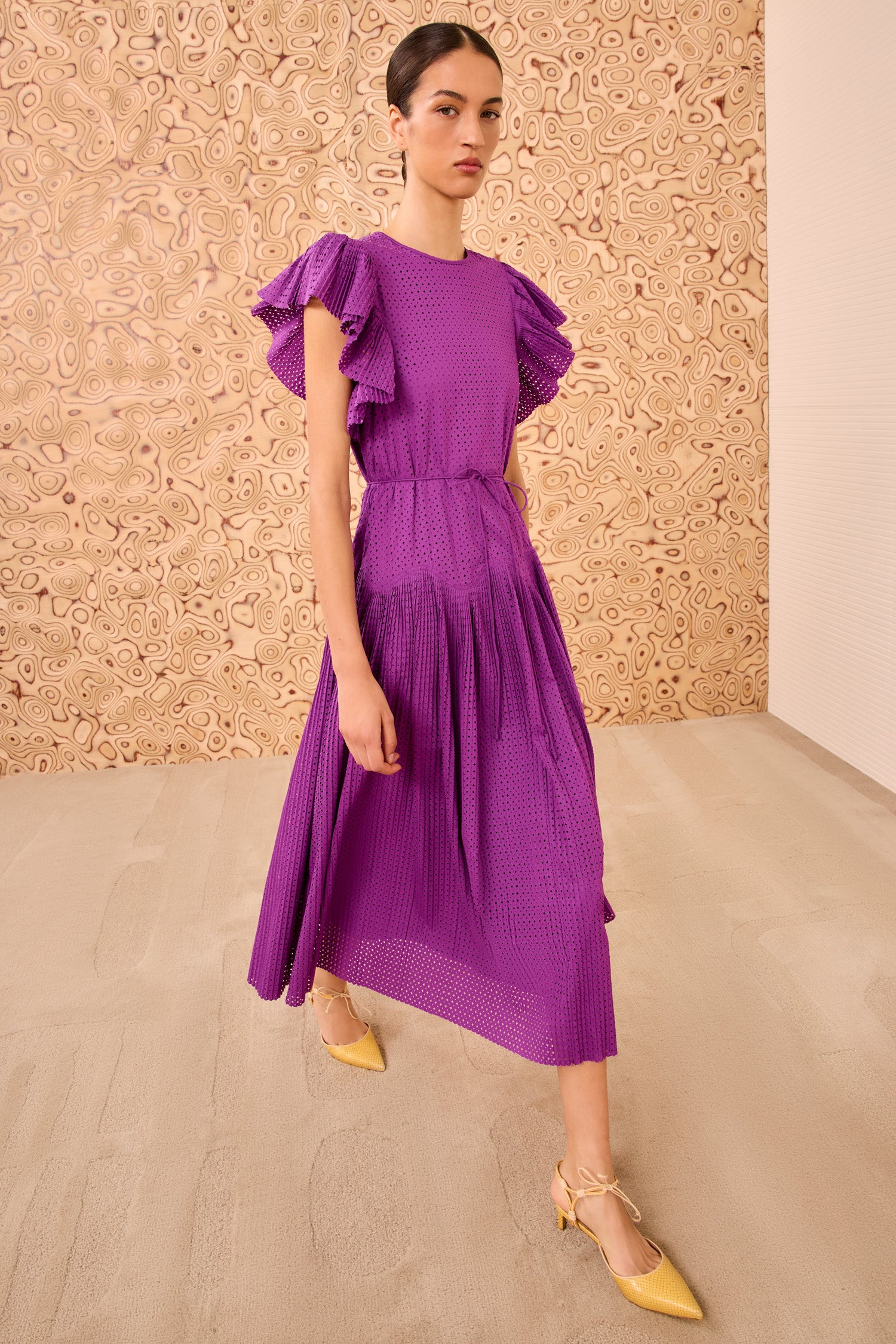 Sylvaine Flutter Sleeve Midi Dress - Iris