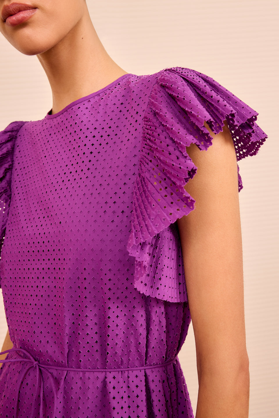 Sylvaine Flutter Sleeve Midi Dress - Iris