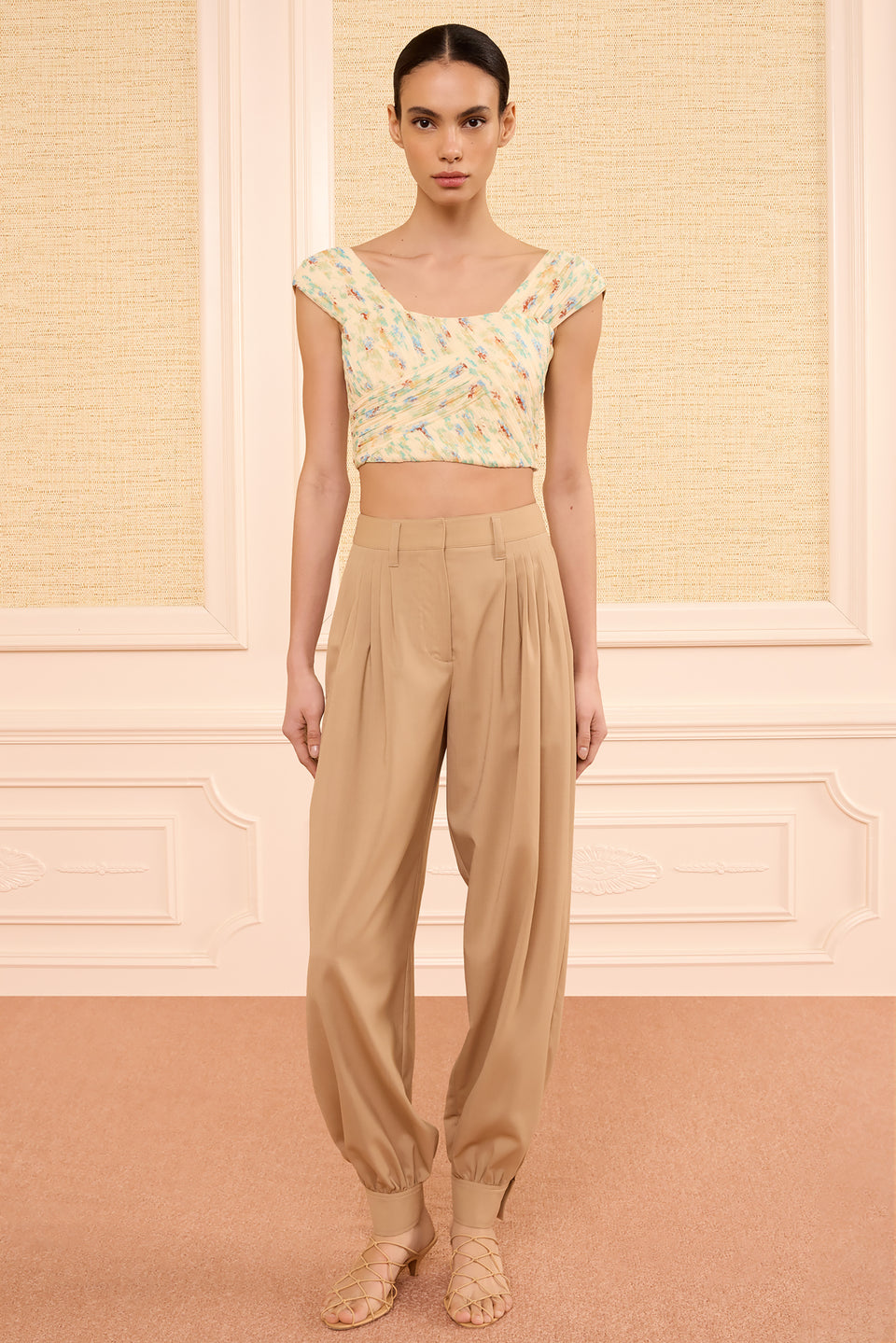 Sylvie Off the Shoulder Crop Top - Moon Petal